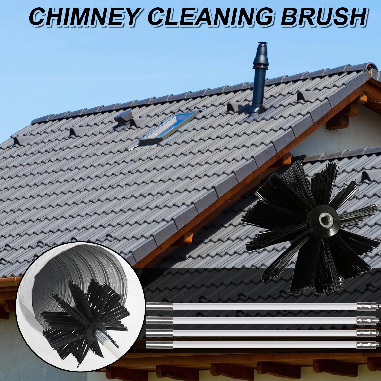 Nizirioo 12pcs Kit De Limpieza Chimenea Cepillo Cepillo Para Chimenea Con Varillas De Nailon, Cabezal Hexagonal