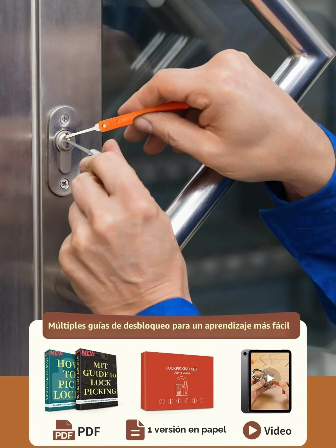 Juego de Ganzúas 38+4 Piezas, Eventronic Juego de 38 Ganzúas con 4 Cerraduras Transparente de Capacitación, Lockpicking Set de Extracción para Principiantes y Cerrajeros Profesionales