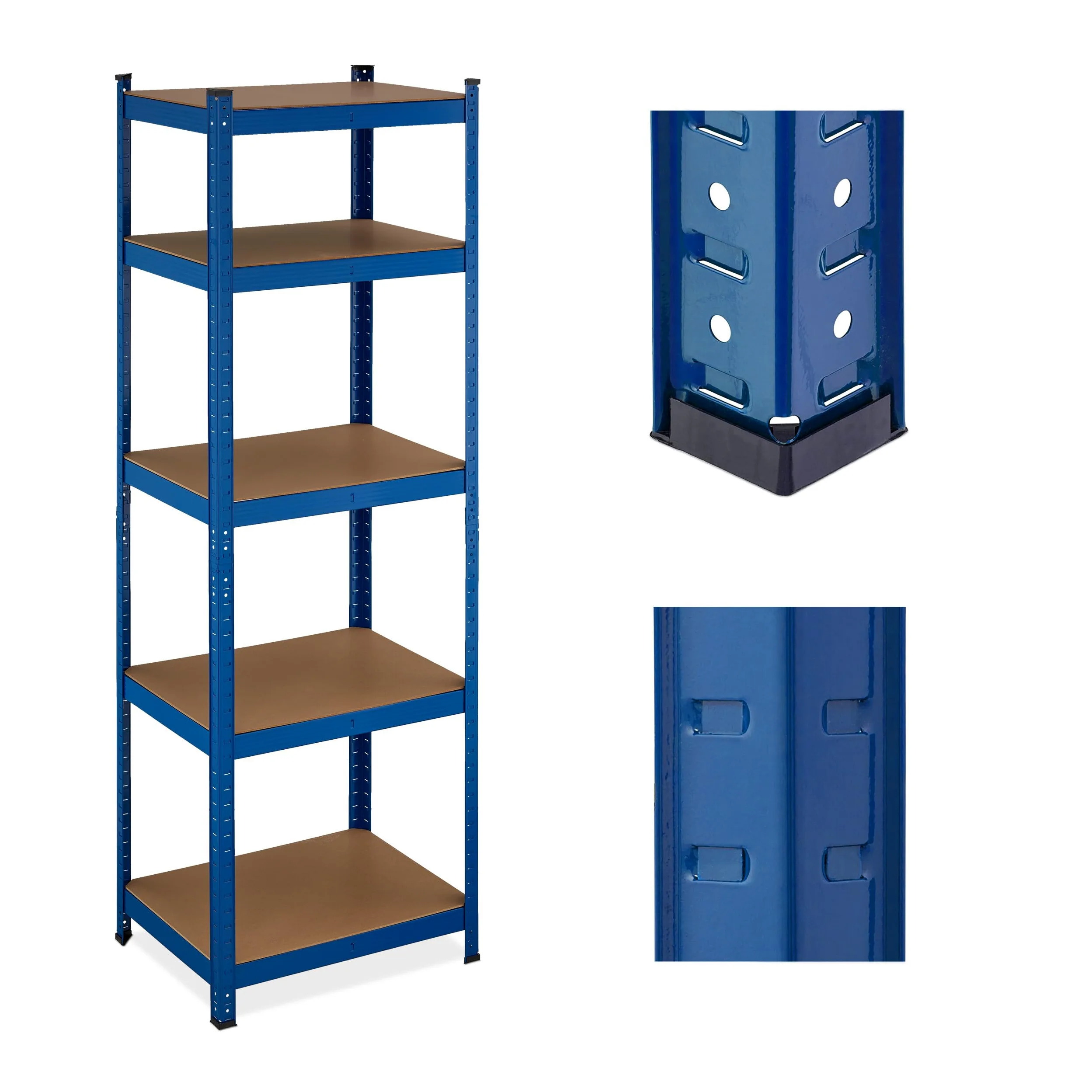 Relaxdays Estantería Metálica Cargas Pesadas, 180x60x45 cm, hasta 500 kg, 5 Baldas, para Sótano o Trastero, Acero, Azul