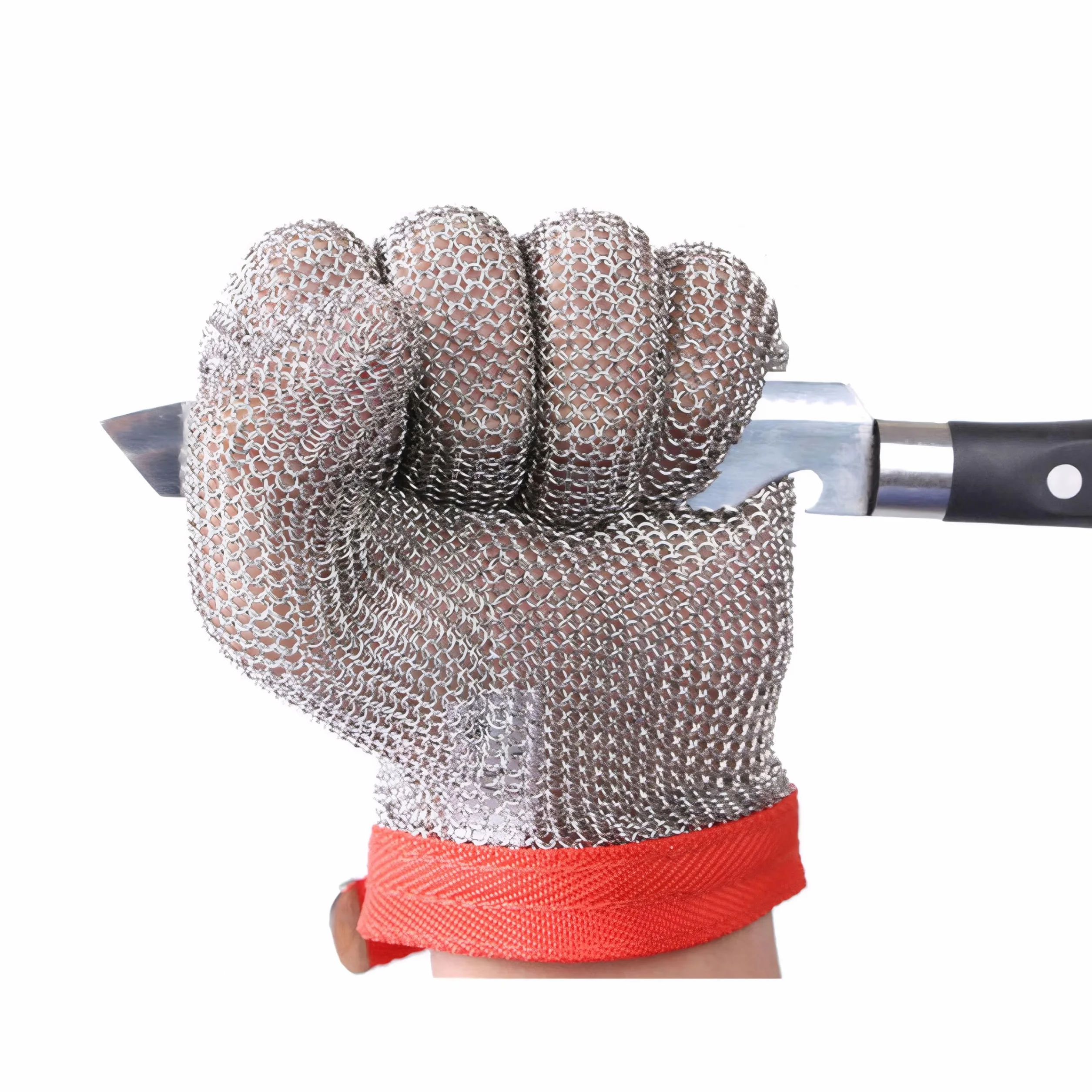 ThreeH Guantes de seguridad de malla de acero inoxidable GL08 M corte resistente