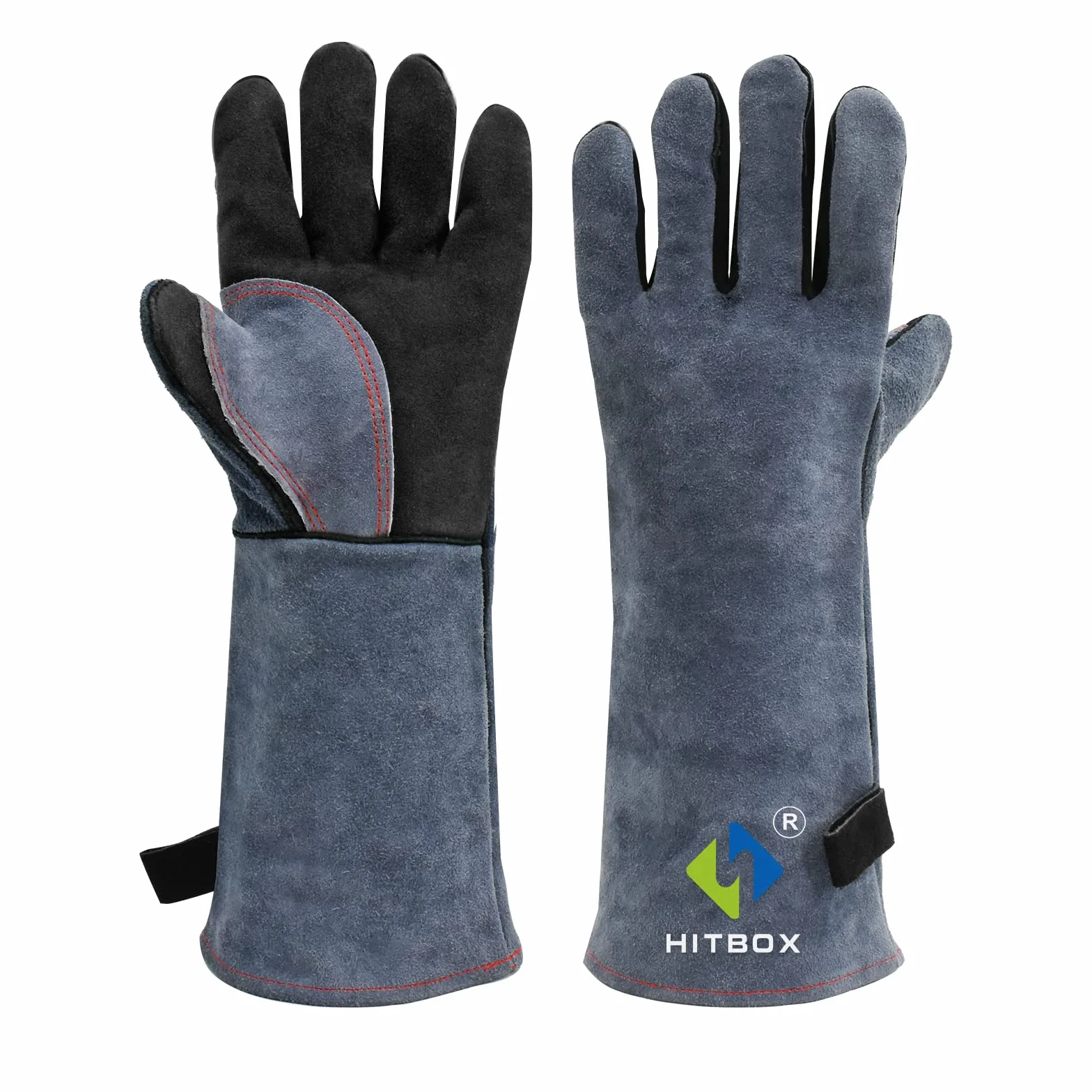 HITBOX Guantes de Soldadura Guantes de Cuero para Barbacoa/Parrillas/Soldadura/Estufa de Madera/Corteza/Manejo de Animales