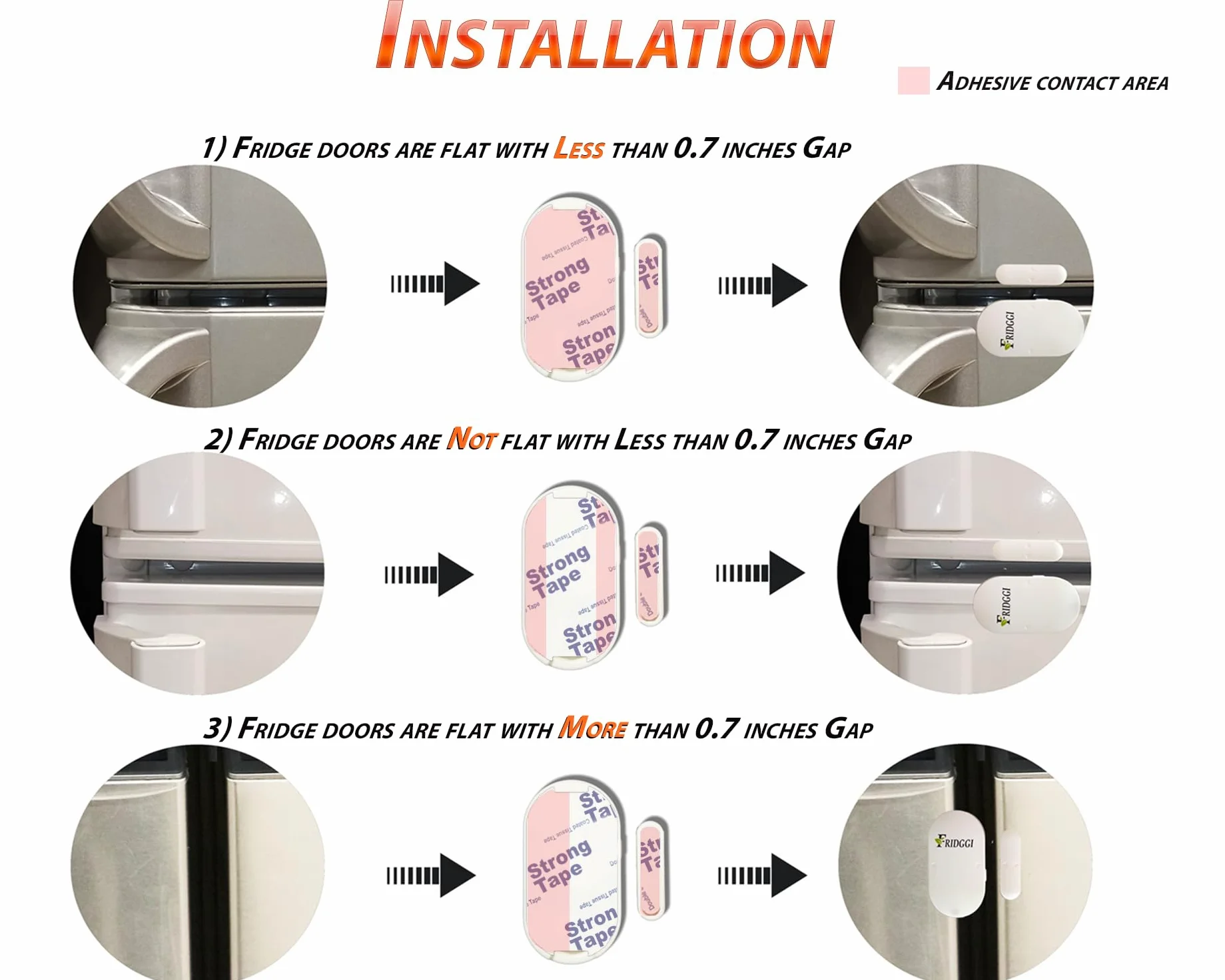 Alarma de Puerta de congelador con retardo de 60 Segundos, recordatorios de 2, 3 y 4 Minutos, Alarma o Timbre para Puerta de refrigerador y Nevera, bajo/Alto 80 a 110 dB (Blanco)