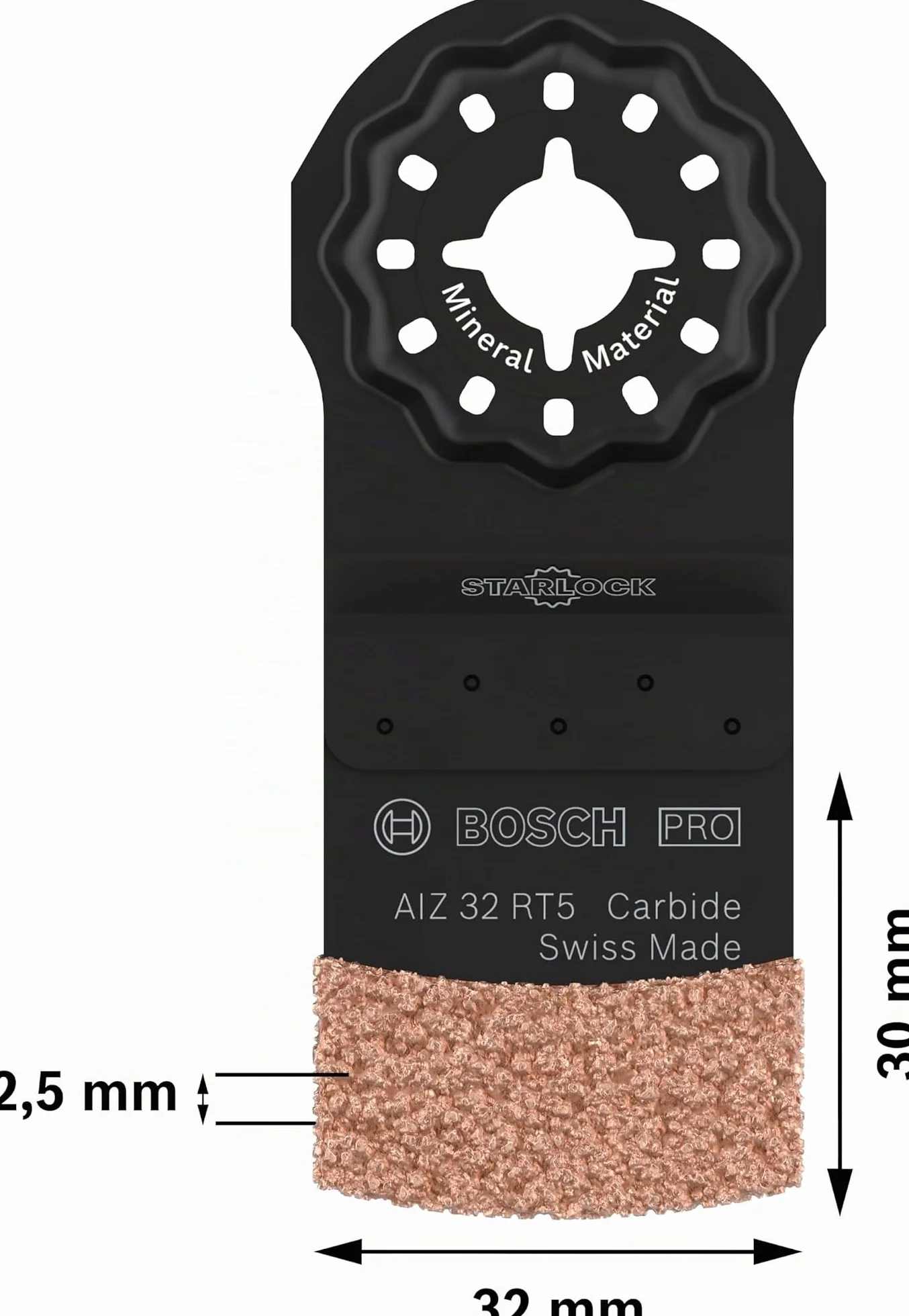 Bosch 1x Hoja multiherramienta PRO Multi Material AIZ 32 RT5 (para Mortero, Hormigón celular, Anchura 32 mm, Professional Accesorios Multiherramienta)