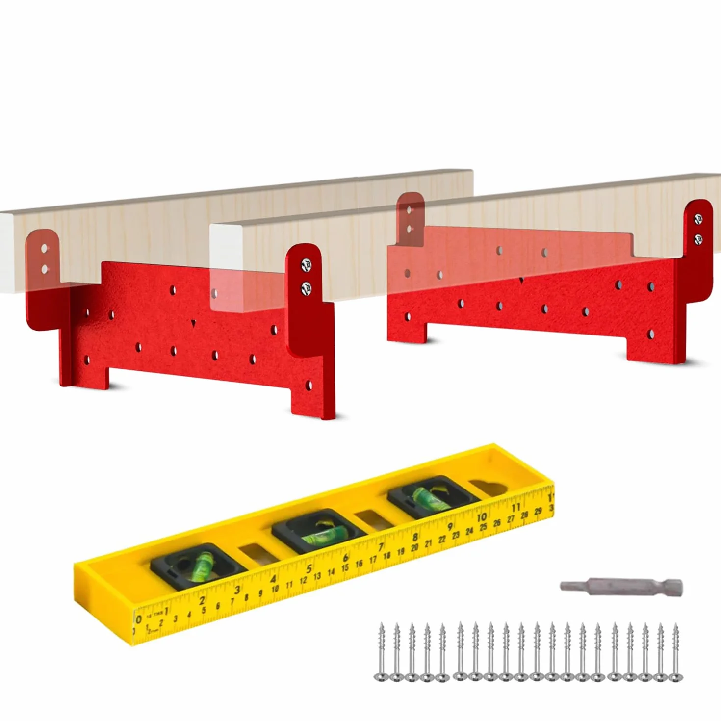 Zozen Soportes de metal de madera para riel de motosierra, paquete de 2 soportes con nivel y tornillos, utilizados para madera de 2 x 4 y troncos de 3 a 36 pulgadas de diámetro, buen ayudante para