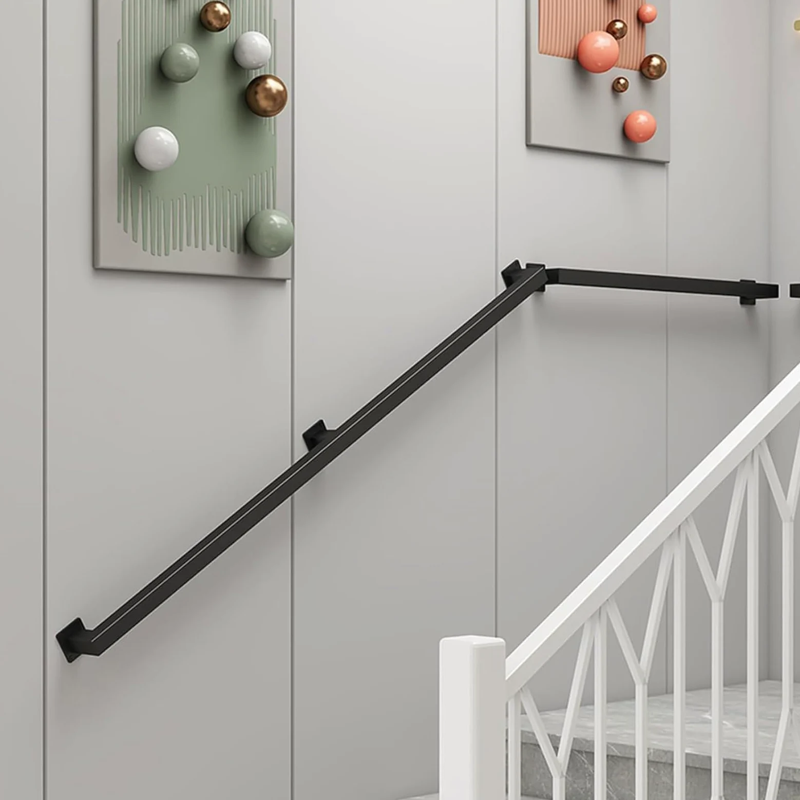 30cm Pasamanos de Escalera de Hierro Forjado para Interiores y Exteriores, Poste de Apoyo para barandillas de escaleras para niños Mayores, reposabrazos Antideslizante