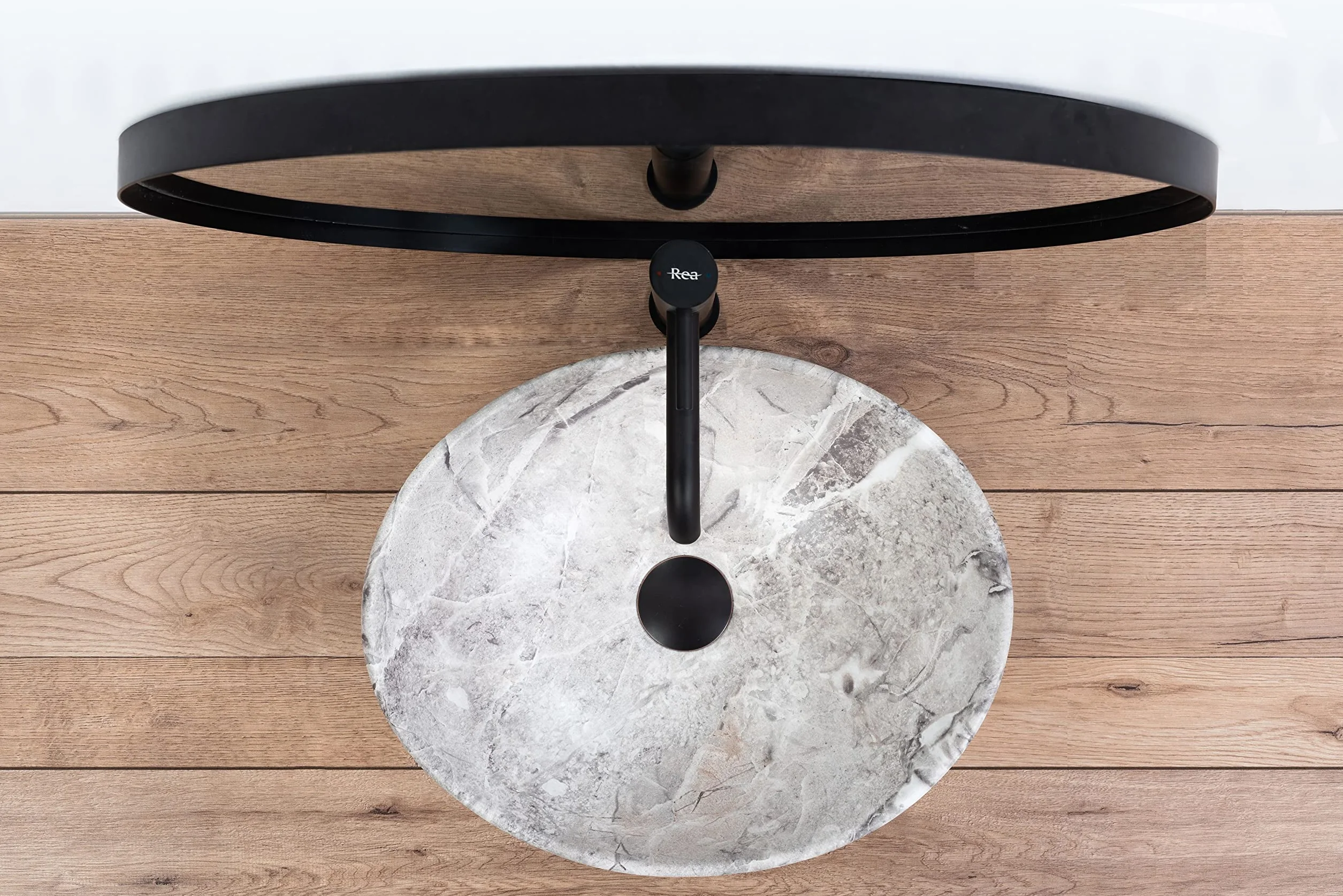 VBChome Lavabo de cerámica de 41 x 35 cm, diseño de piedra, mármol gris, pequeño lavabo para invitados, modelo 2