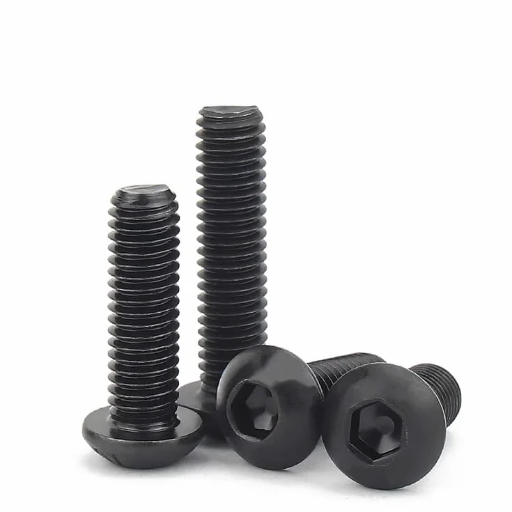 50 tornillos M3 x 40 negros, tornillos de cabeza alomada, tornillos de cabeza redonda con hexágono interior ISO 7380, rosca completa, con cierre hexagonal interior