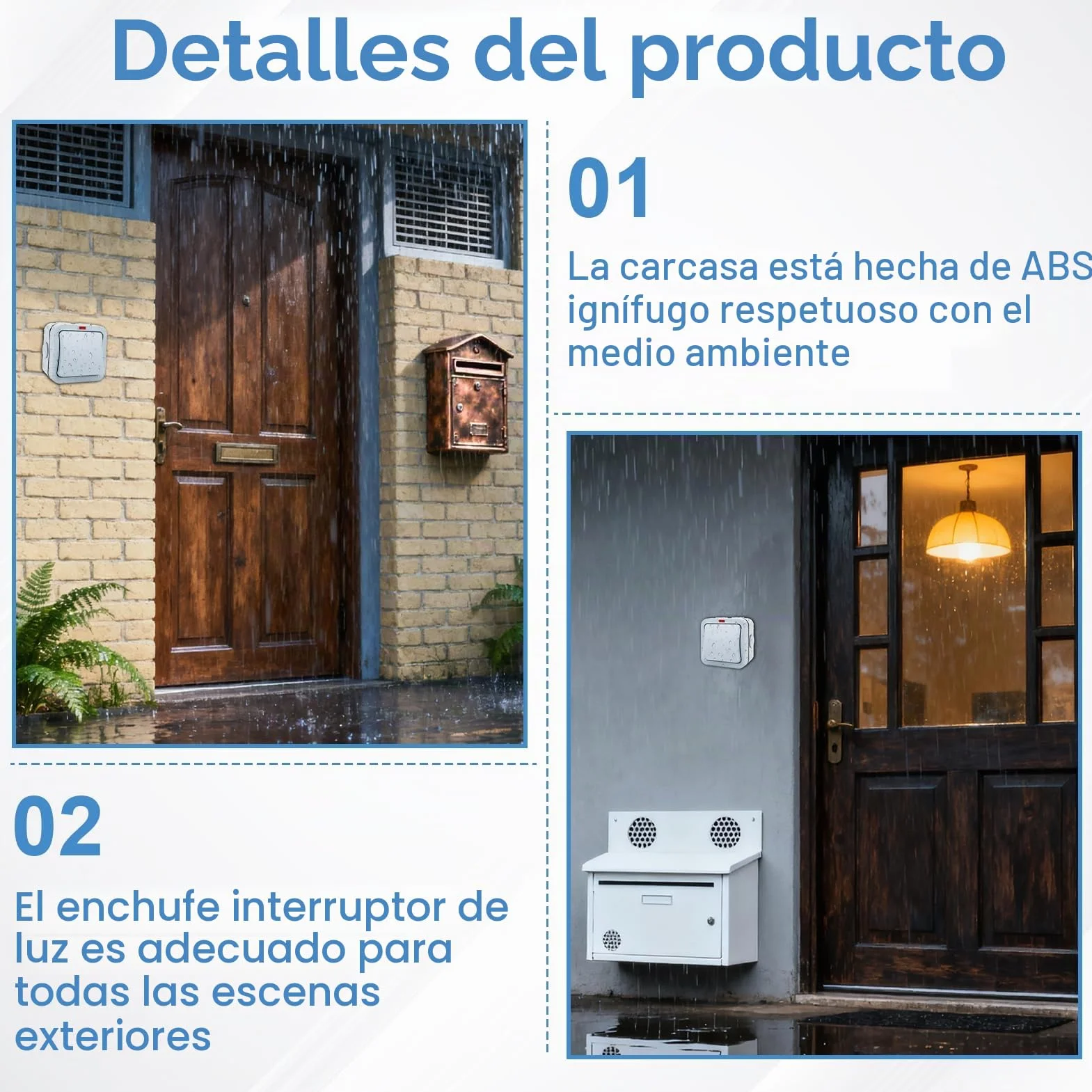 Interruptor de Pared Impermeable IP66 20A Universal Resistente a la Intemperie con Cubierta Antipolvo para Exteriores Jardín Taller