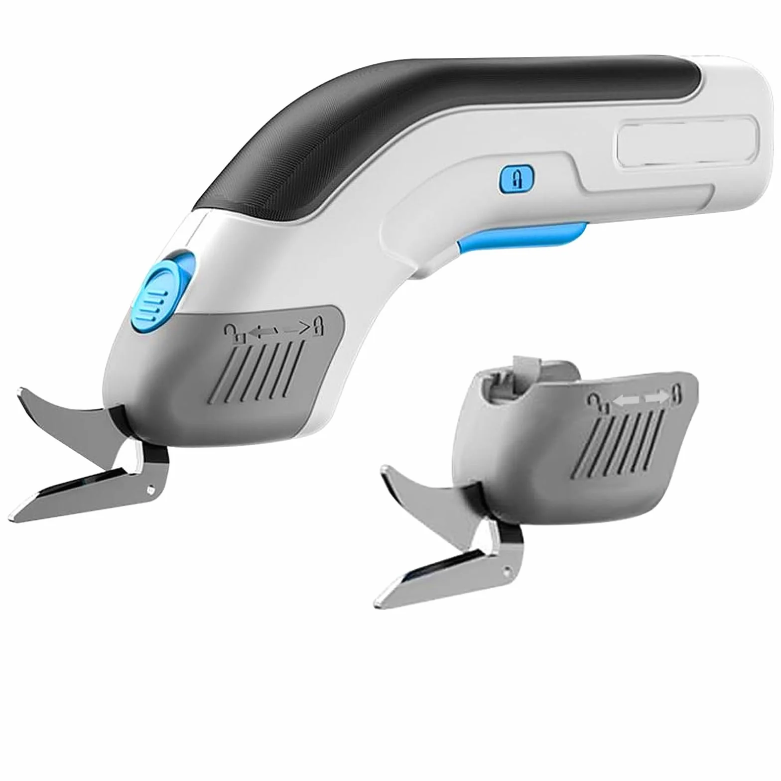 GOMETY Tijeras eléctricas inalámbricas, tijeras eléctricas recargables, cortadoras de cartón de alta velocidad, tijeras de tela eléctricas, 3,6 V, batería de 2,0 Ah y cargador para alfombras, cuero