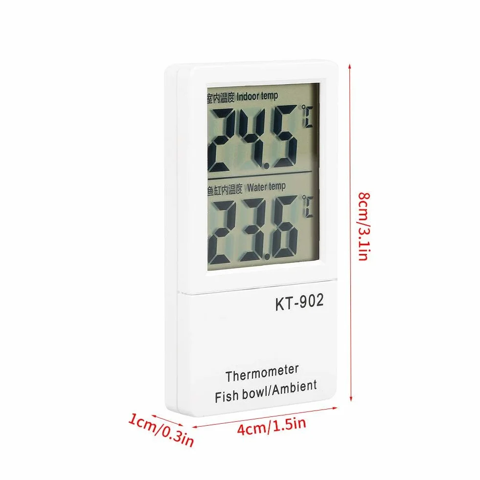Fdit Termómetro de Acuario Digital de LCD Termómetro de Tanque de Peces Alarma Dual de Temperatura Metro de Exhibición de Temperatura