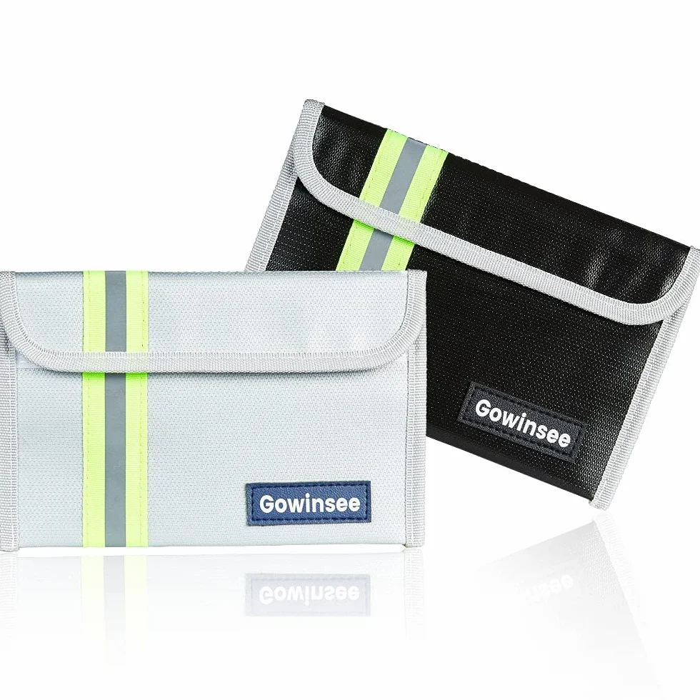 Lote de 2 bolsas ignífugas – Monedero pequeño y cartera (12,7 x 20,3 cm, 4500 °F) – Bolsa protectora impermeable para dinero líquido y objetos de valor