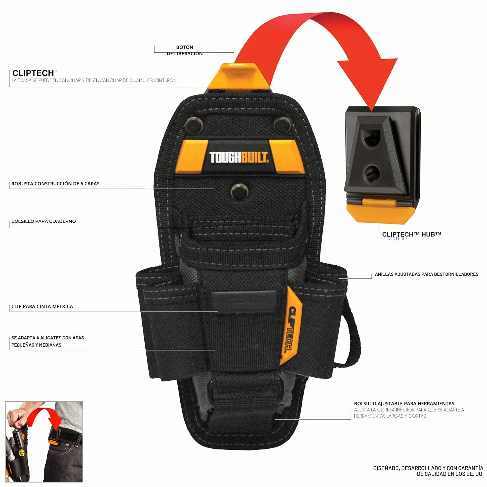 ToughBuilt Technician Bolsa de 7 Bolsillos Mediano