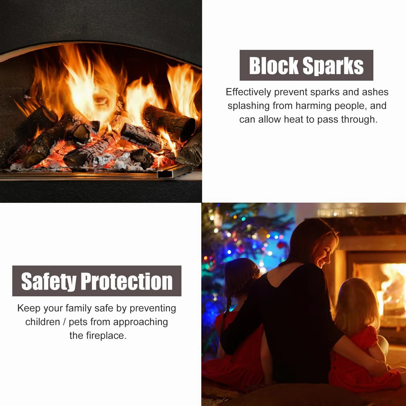 ZIMGOD Salvachispas Chimenea Pantalla de Protección contra Incendios Plegable de Tres Pliegues, Protector de Seguridad Antichispas Negro, Barrera de Protección para Chimenea Arqueada(89cm/35)