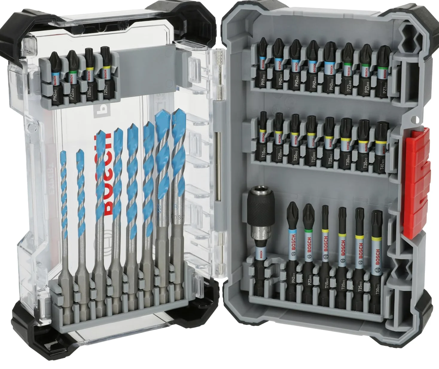 Bosch 35 x PRO Impact Mixed Set de 35 piezas (para hormigón, azulejos blandos, 200 x 107 mm, accesorios profesionales, destornillador, destornillador)