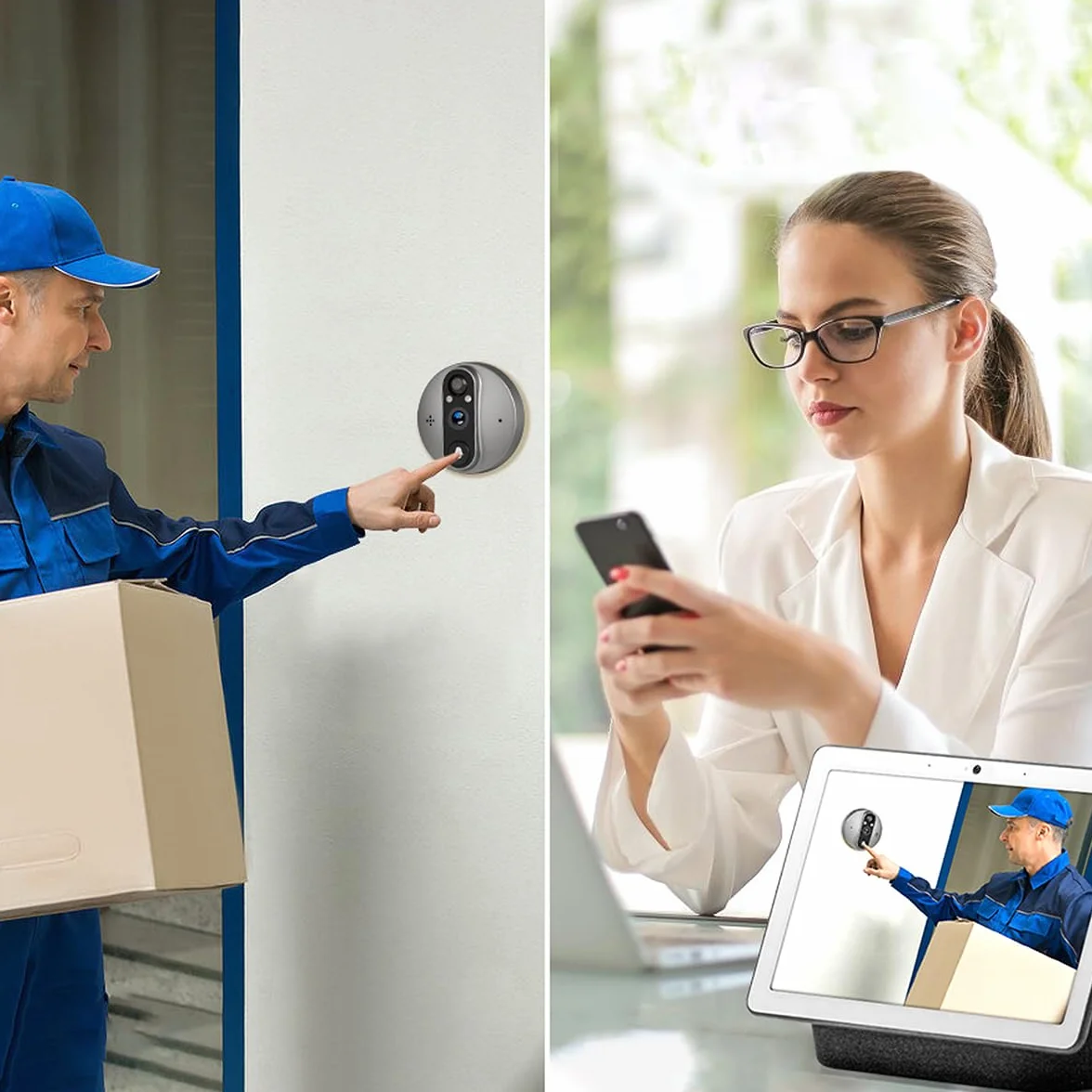 PRIXTON Mirilla Digital Smart Guard DV50, Pantalla a Color de 4,3", WiFi y App móvil, Visión Nocturna, Detector de Movimiento PIR, Audio bidireccional, Tarjeta SD de hasta 64GB, 3 Meses de Autonomía