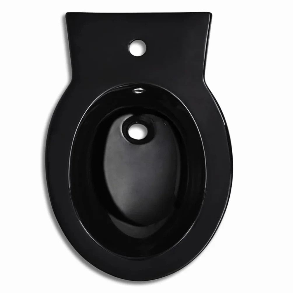 vidaXL Set de Inodoro y Bidé Suelo Pie Cerámica Negro Váter WC Retrete Bidet