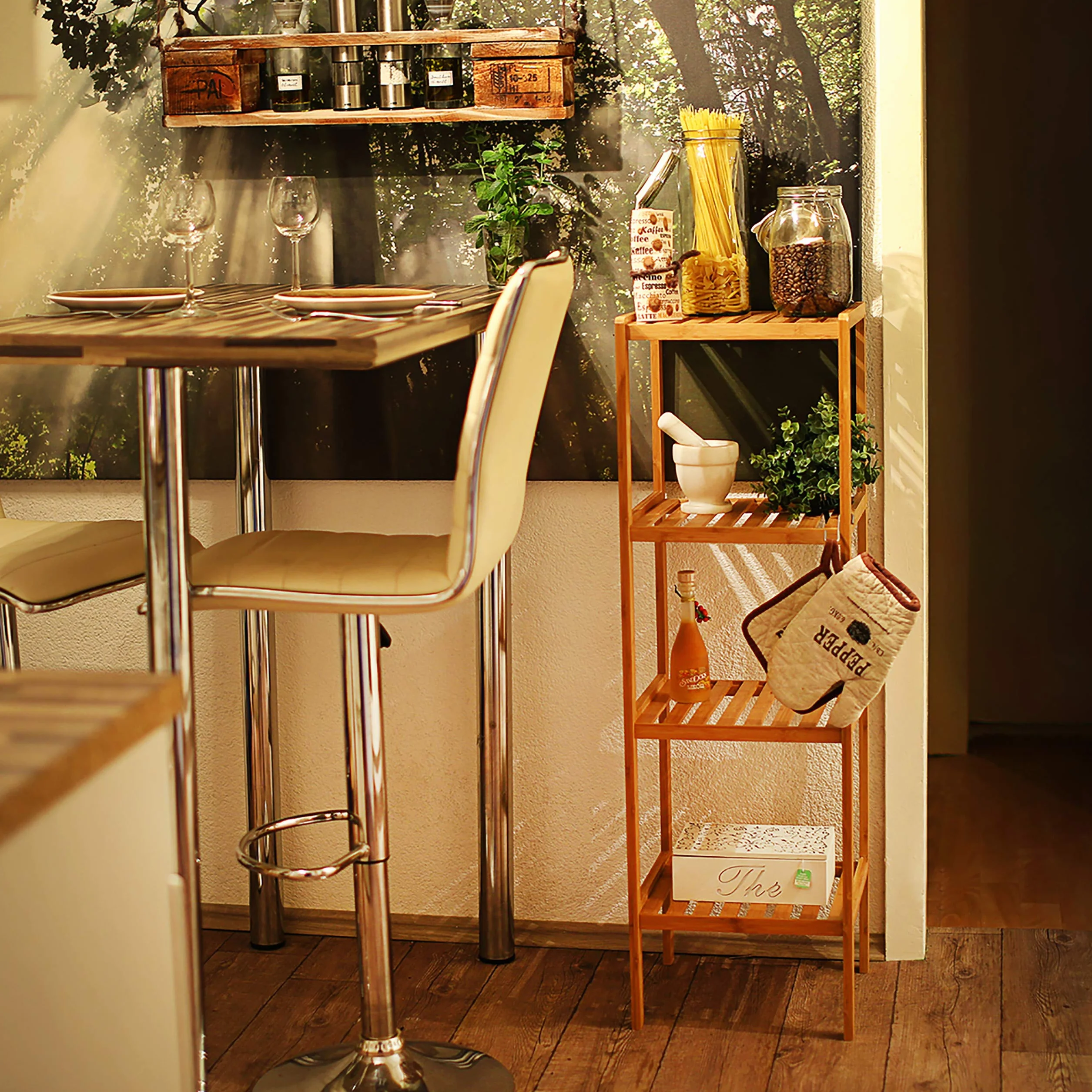 Relaxdays Estantería Bambú Baño 4 Baldas 110x34x33 cm Marrón Natural