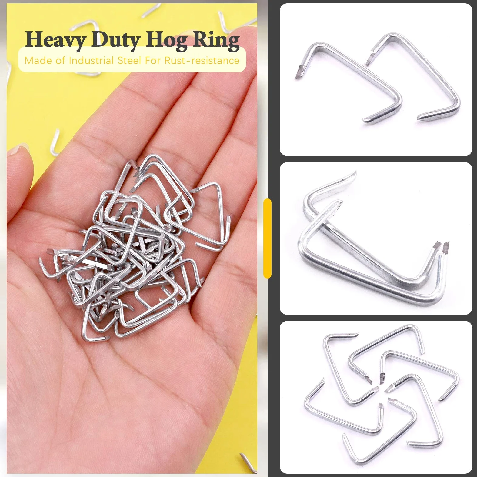 1000 anillos de cerdo galvanizados de 3/4 pulgadas, juego de anillos de cerdo de tapicería profesionales para muebles, esgrima, embolsado, barandilla, bolsas de carne, cables de choque
