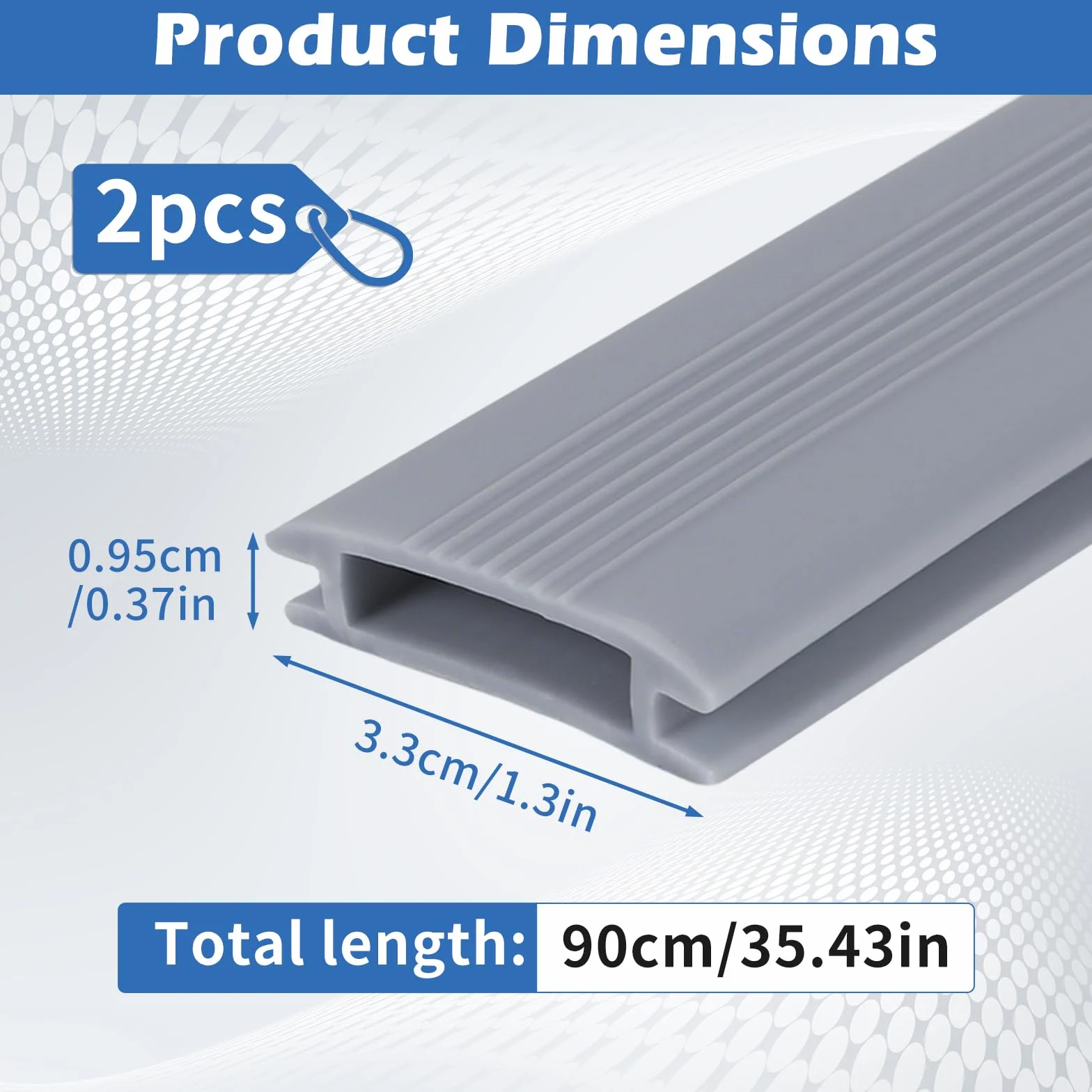 Paquete de 2 sellos de umbral de puerta de 35 pulgadas de vinilo de repuesto para umbrales de aluminio de altura ajustable, tira flexible para puerta delantera exterior (gris)