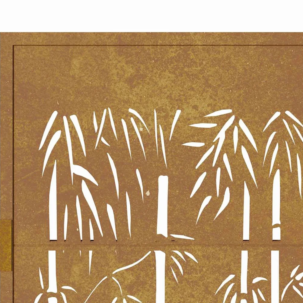vidaXL Puerta de jardín Acero corten diseño bambú 100x125 cm, Puerta de Valla, Puerta de Exterior, Puerta de Metal, Puerta de Seguridad