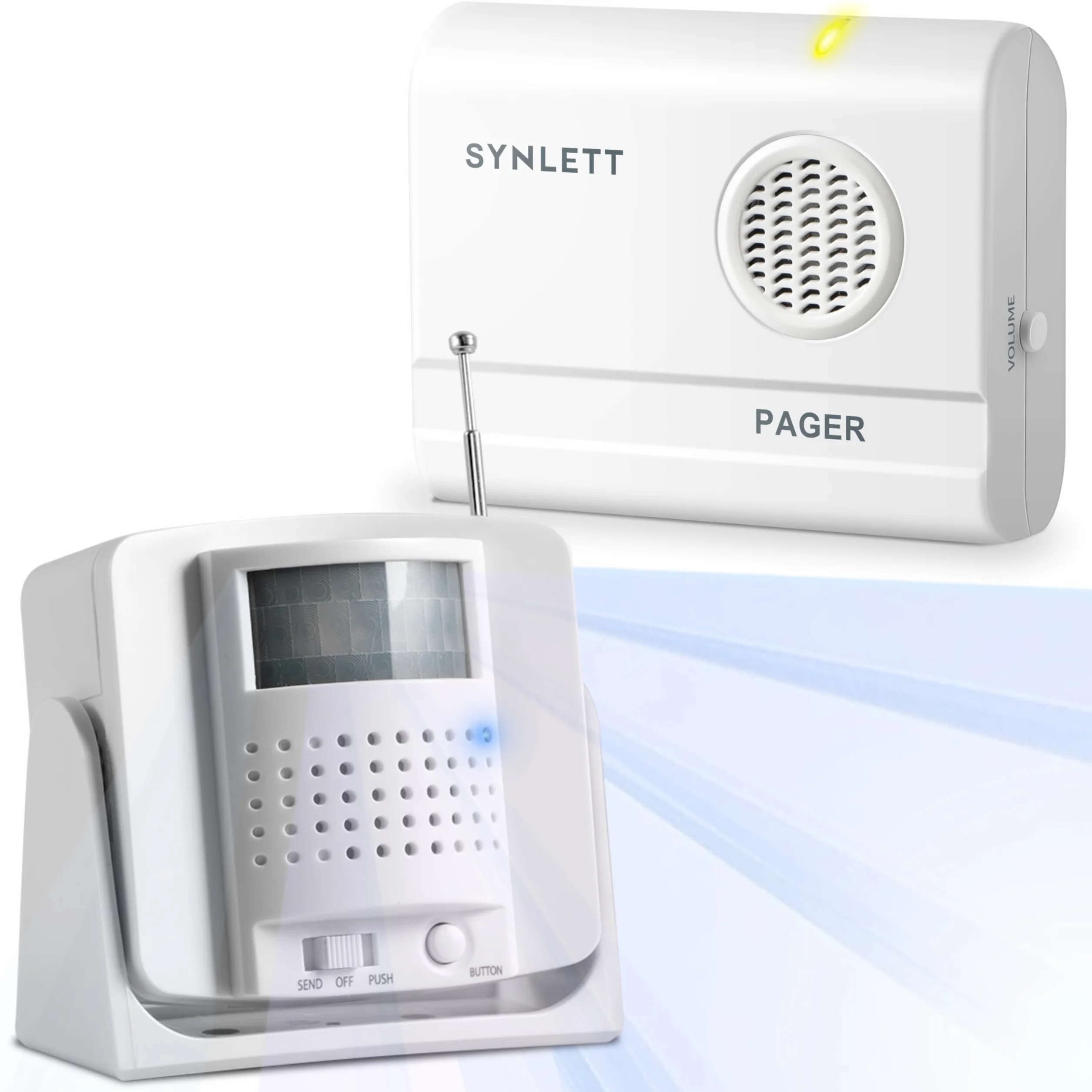 Buscapersonas con Sensor de Movimiento y Pager Portátil Sistema Alarma Cama Ancianos Teleasistencia Prevención Caídas