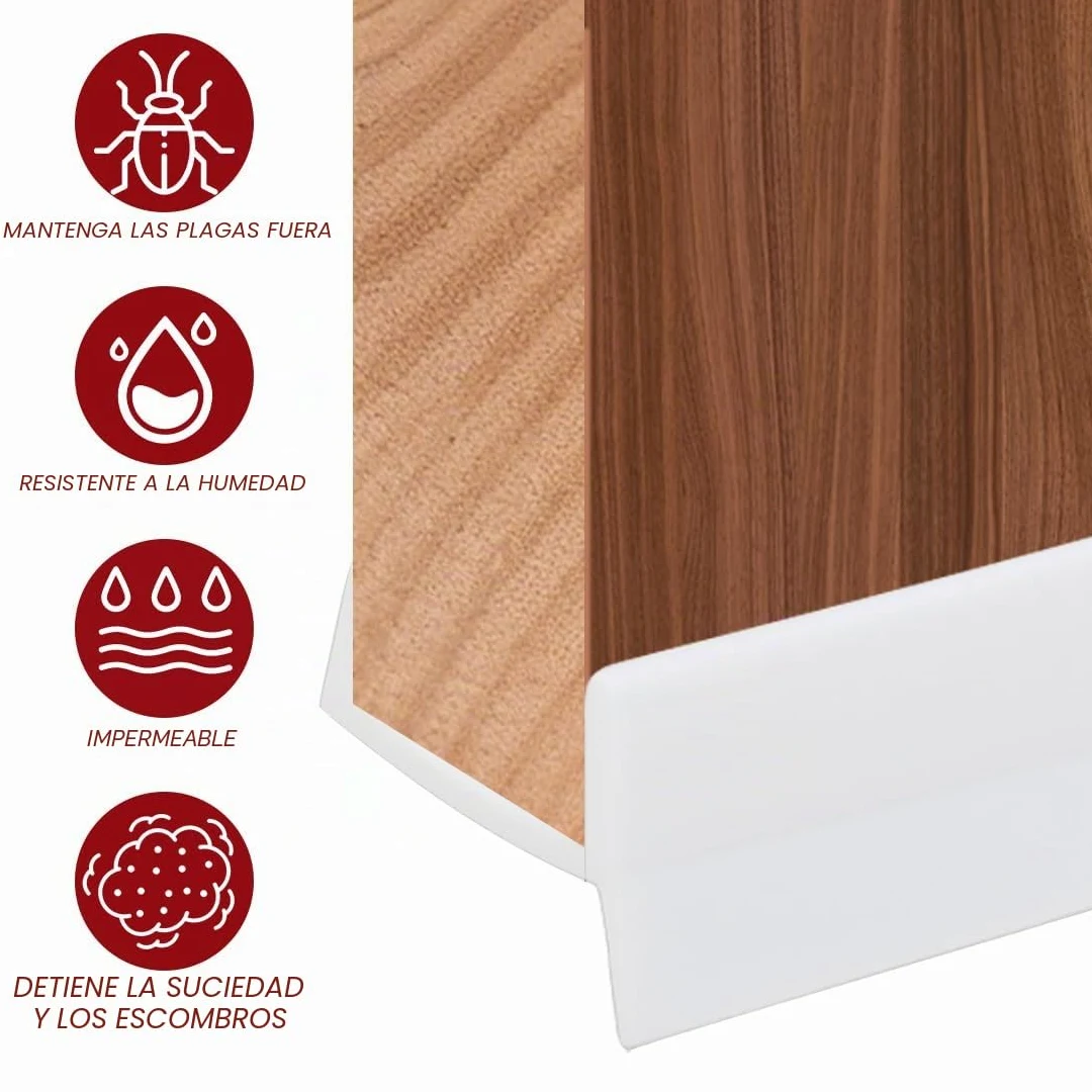 RANJIMA 5M Perfil de zócalo Perfil de embellecedor de zócalo para 18mm 19mm de espesor de madera, tira de zócalo de cocina Blanca Perfil de sellado de zócalo de cocina con labio de sellado para zócalo
