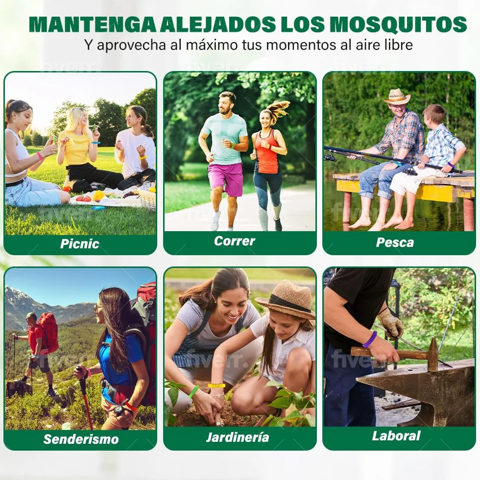 Pulseras Anti Mosquitos Multicolor Elastica con Citronela, Brazalete Repelente de Mosquitos e Insectos, Proteccion Exterior Interior, Larga Duracion, para Niños y Adultos (2, Lila)