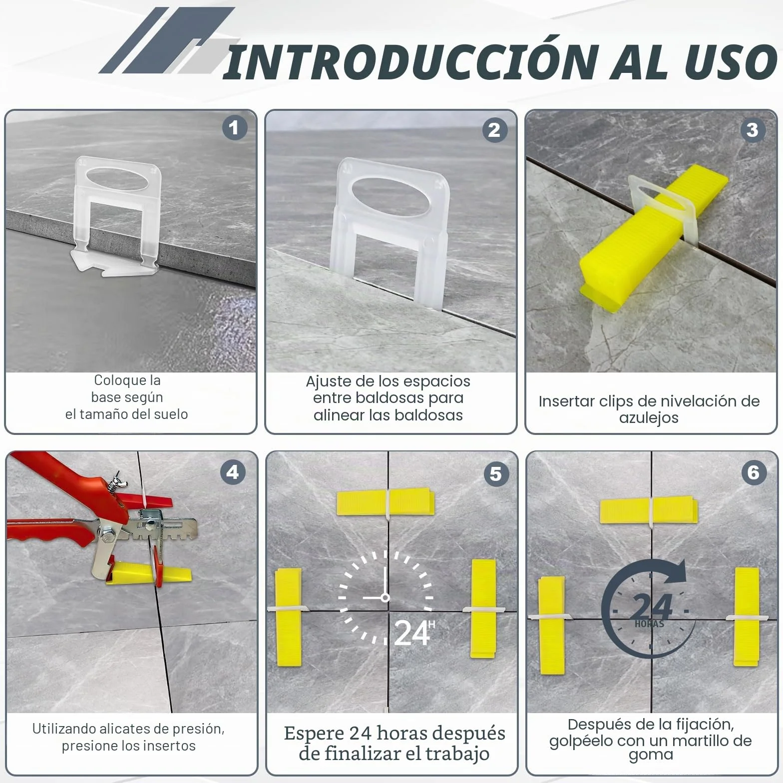 Sistema de nivelación de azulejos 1.5mm, 500 clips espaciadores de azulejos, Espaciadores de nivelación de azulejos de bricolaje para instalación de baldosas de cerámica