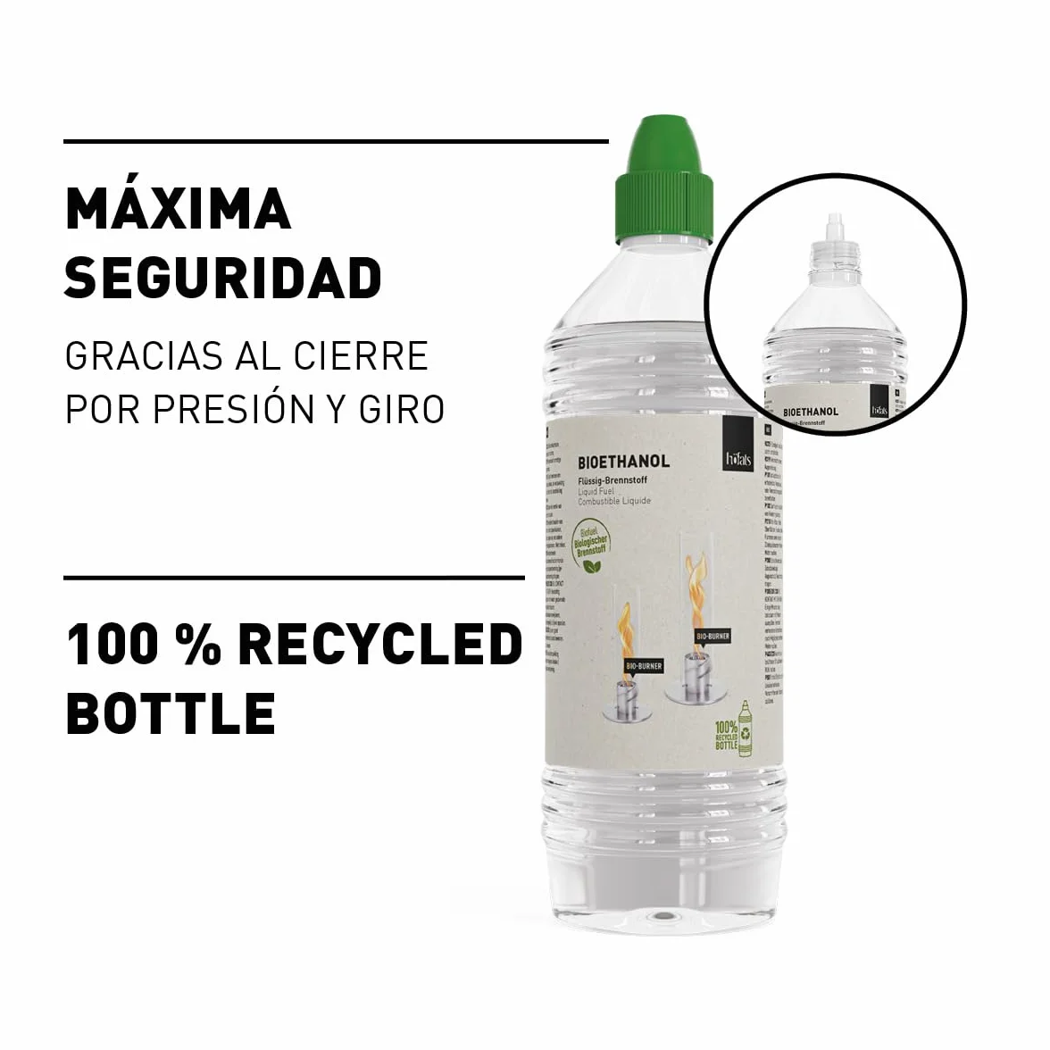 höfats - Bioetanol líquido para Spin 900 | 1200 - etanol sin humo ni hollín - 6 x 1 litro - accesorios para Spin 900 | 1200 y Bio-Burner, la chimenea de mesa para uso interior y exterior