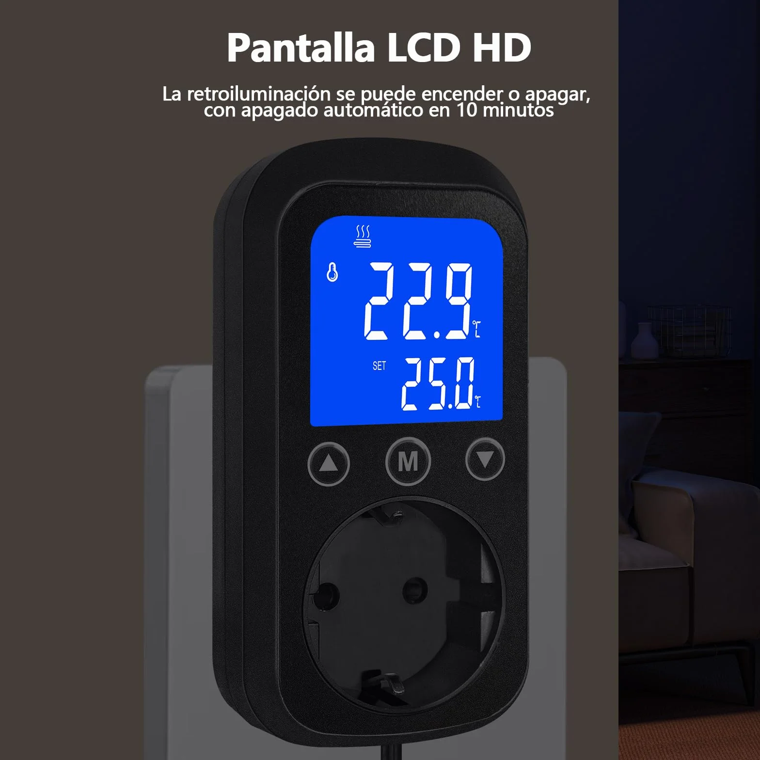 KETOTEK KT2000 Controlador de Temperatura Digital con Sonda Impermeable – Termostato de Enchufe para Calefacción y Refrigeración – para Reptiles, Acuario, Terrario, Invernadero