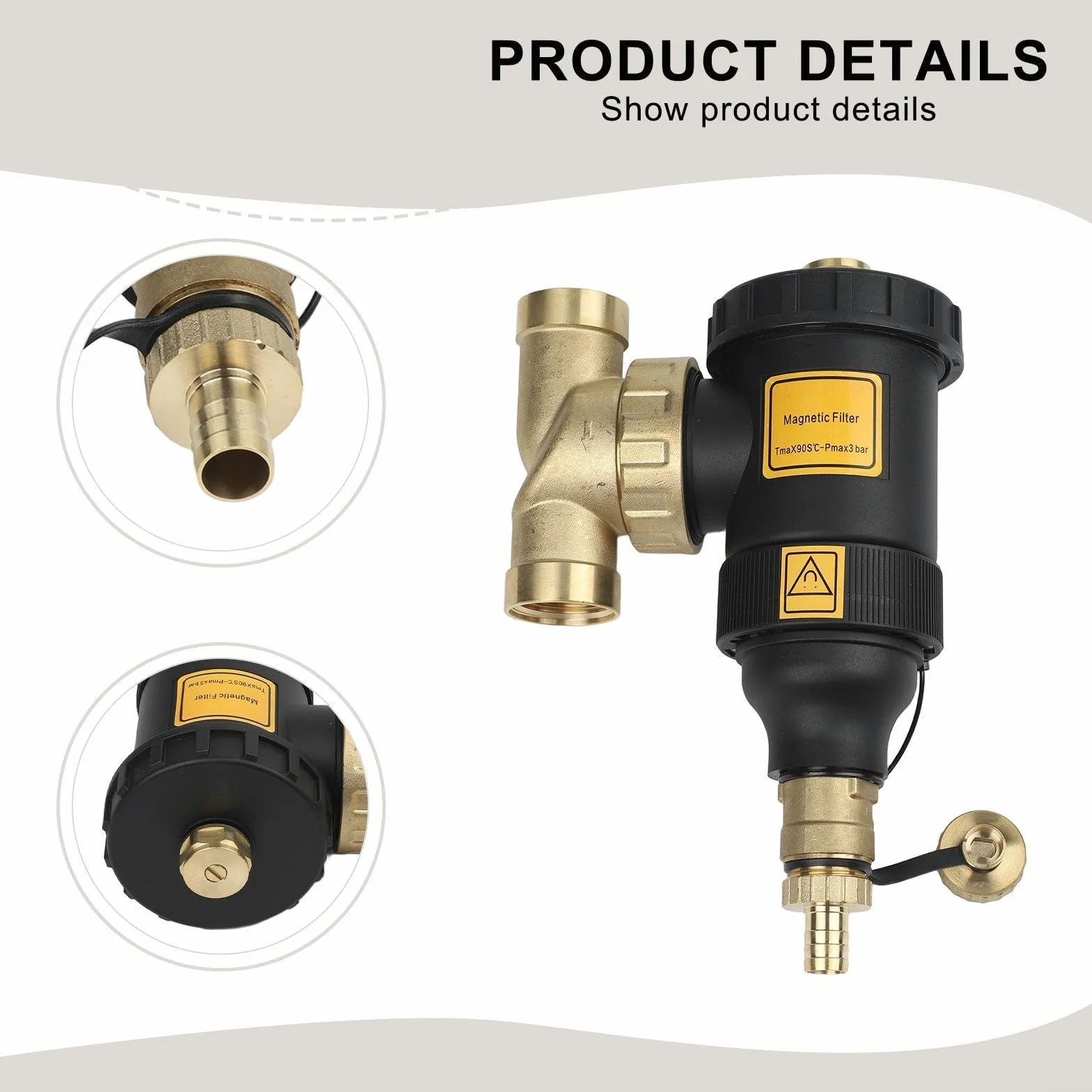 Filtro de calentador de agua para equipos HVAC con pantalla de malla radial y anillo magnético extraíble para capturar impurezas y prolongar la vida útil de la caldera (DN25/1 pulgada hembra