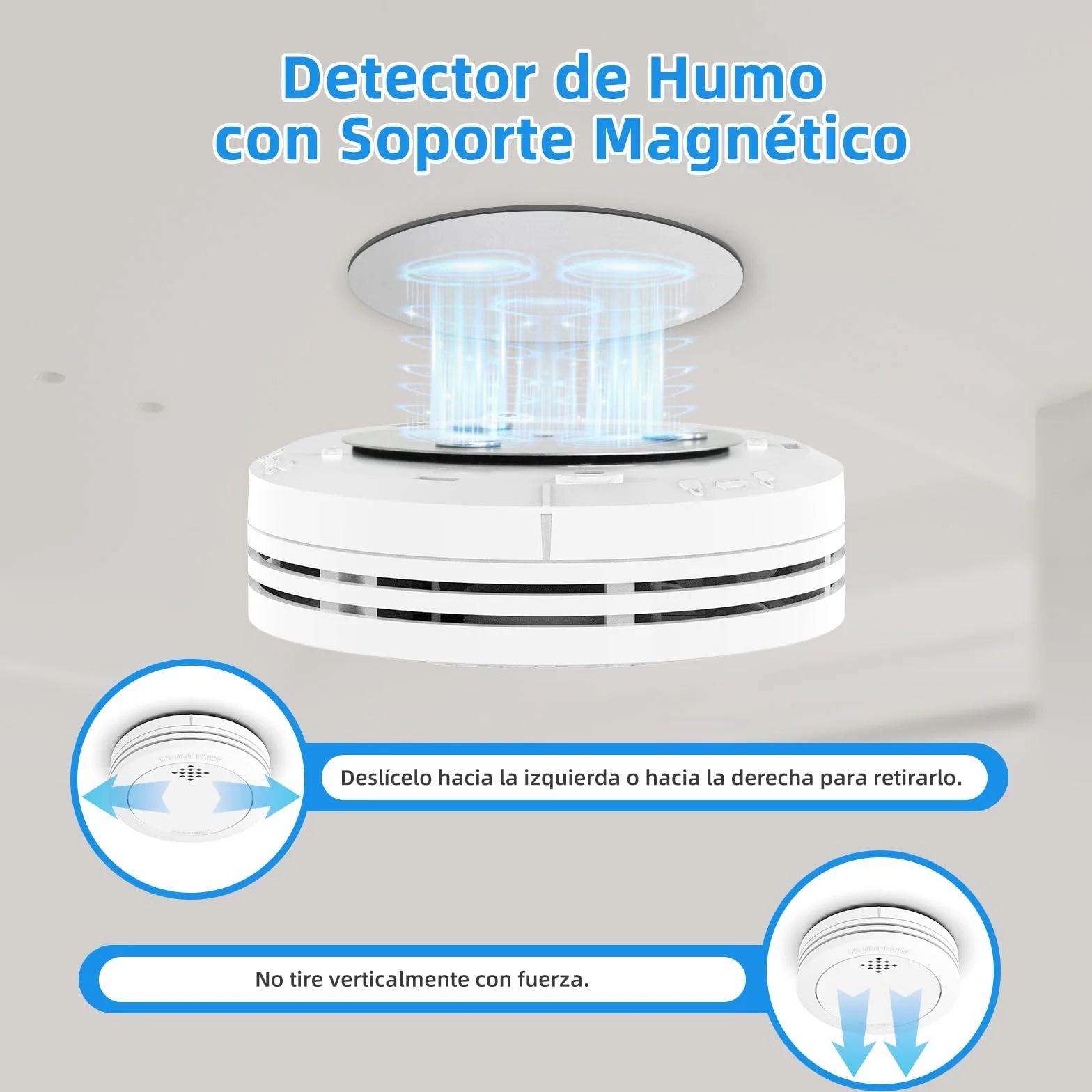 Detector de Humo 10 Años Alarma Incendios Red Batería CR123A 85 dB 1 Unidad