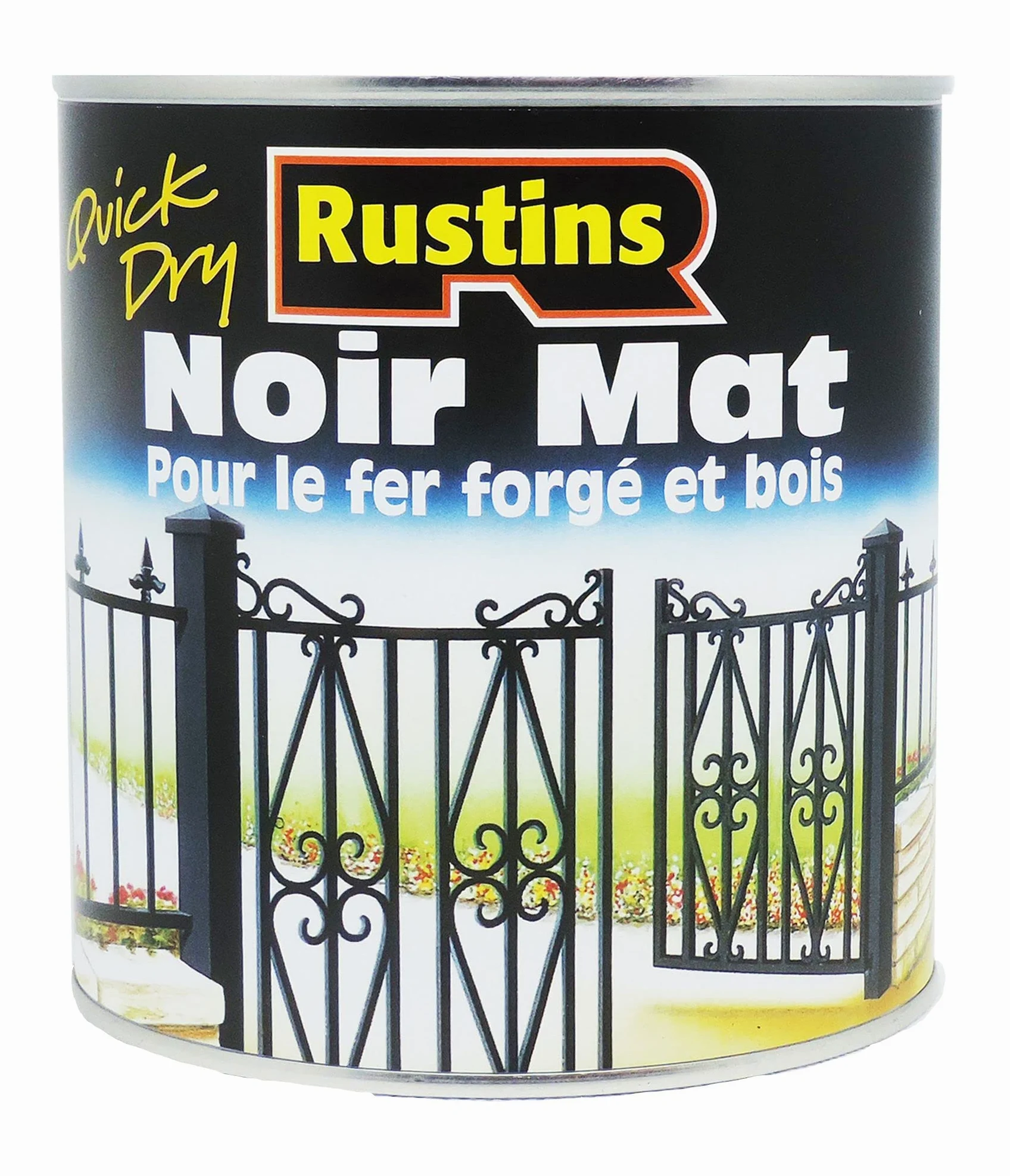 Rustin's - Acrílico, Metal, Negro, Mate, Hierro y Madera, Pintura Exterior e Interior de Secado Rápido, 500ml - 6 a 7m²