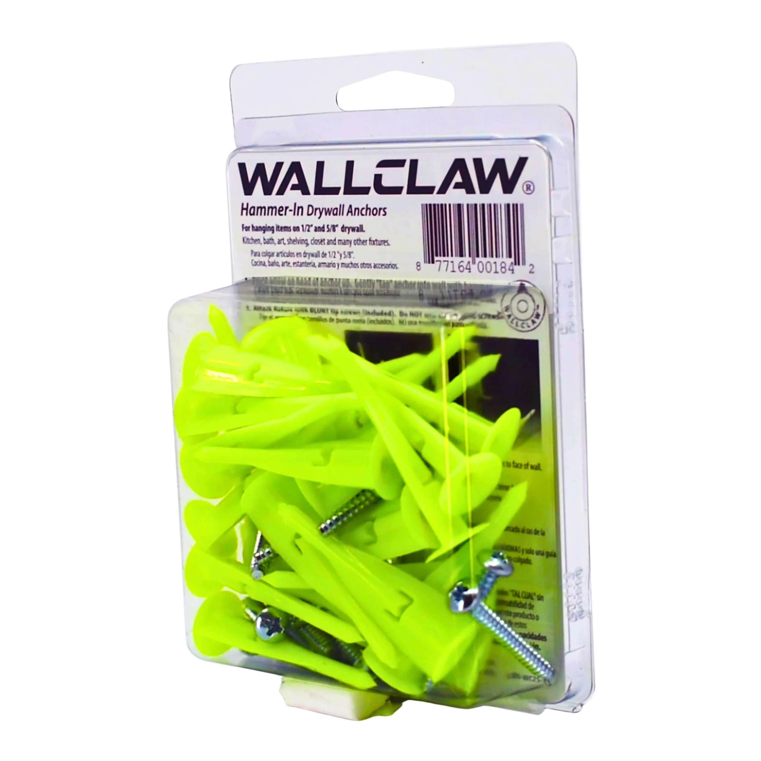wallclaw anclajes pck-wc25-ys de imitación de yeso ancla y tornillos (25 unidades)