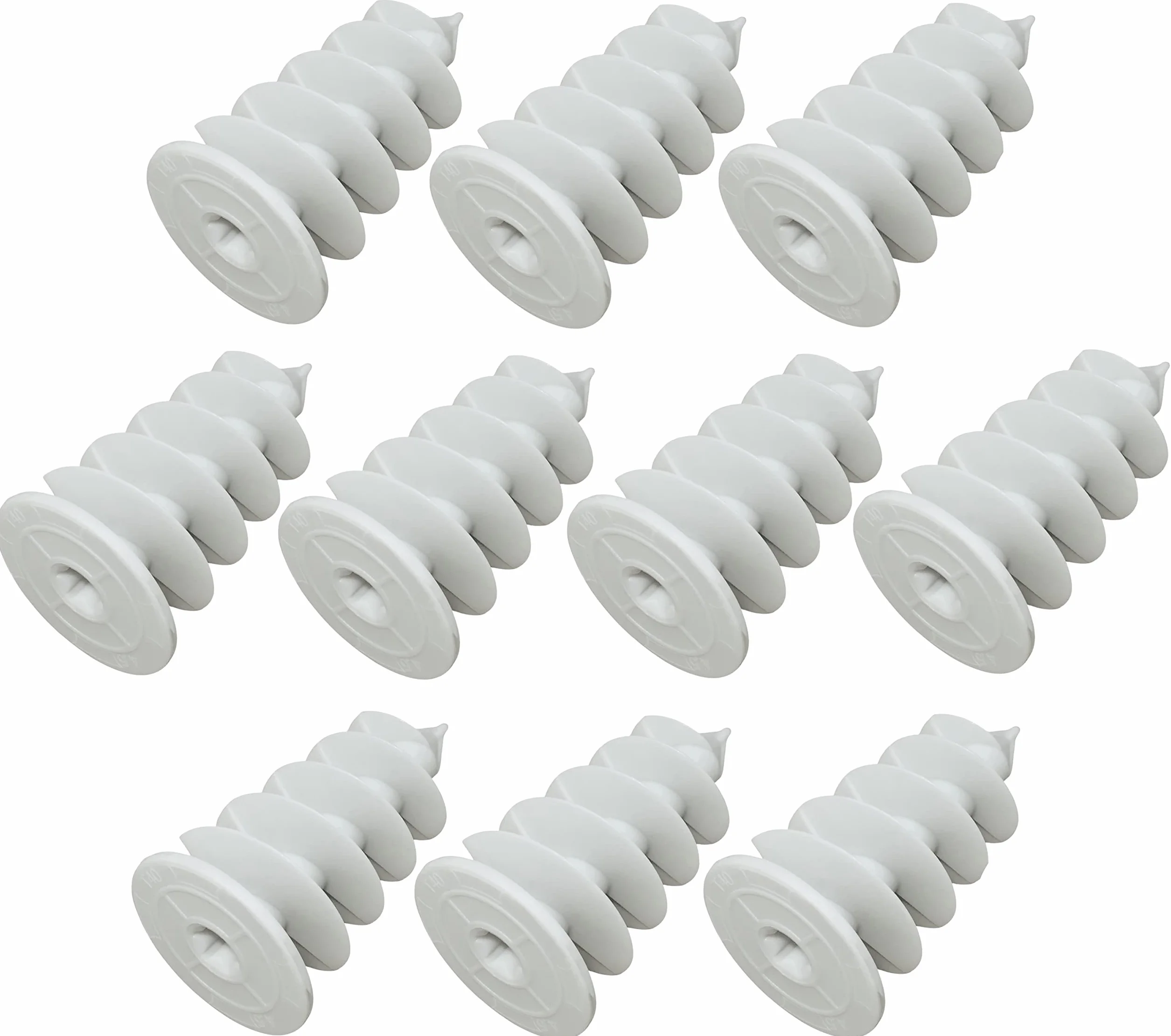 AERZETIX - C57879 - Juego de 10 tacos helicoidales Ø8x50mm para fijación en aislamiento de poliestireno poliuretano EPS XPS - para tornillos 4.0-4.5mm - diámetro de cabeza 25mm - en plástico