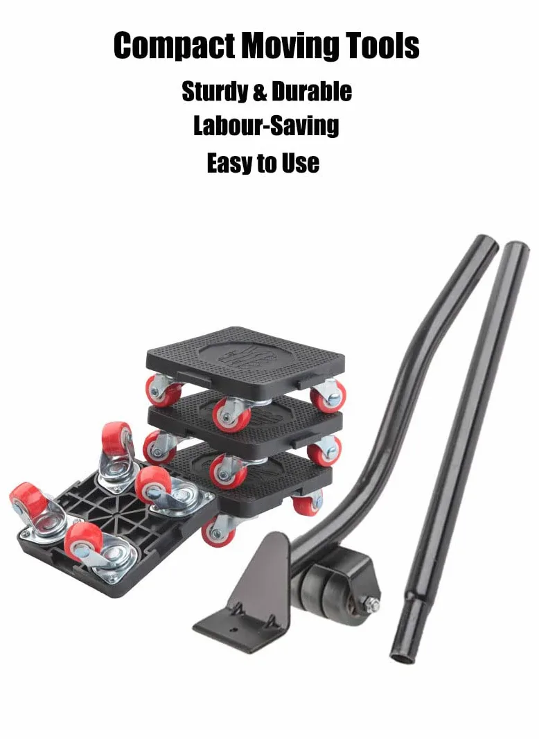 Elevador de Muebles Pesados con Barra de extensión y 4 Patines de Muebles con Ruedas, Capacidad de Carga de 400 kg, Juego de Herramientas para Mover Muebles