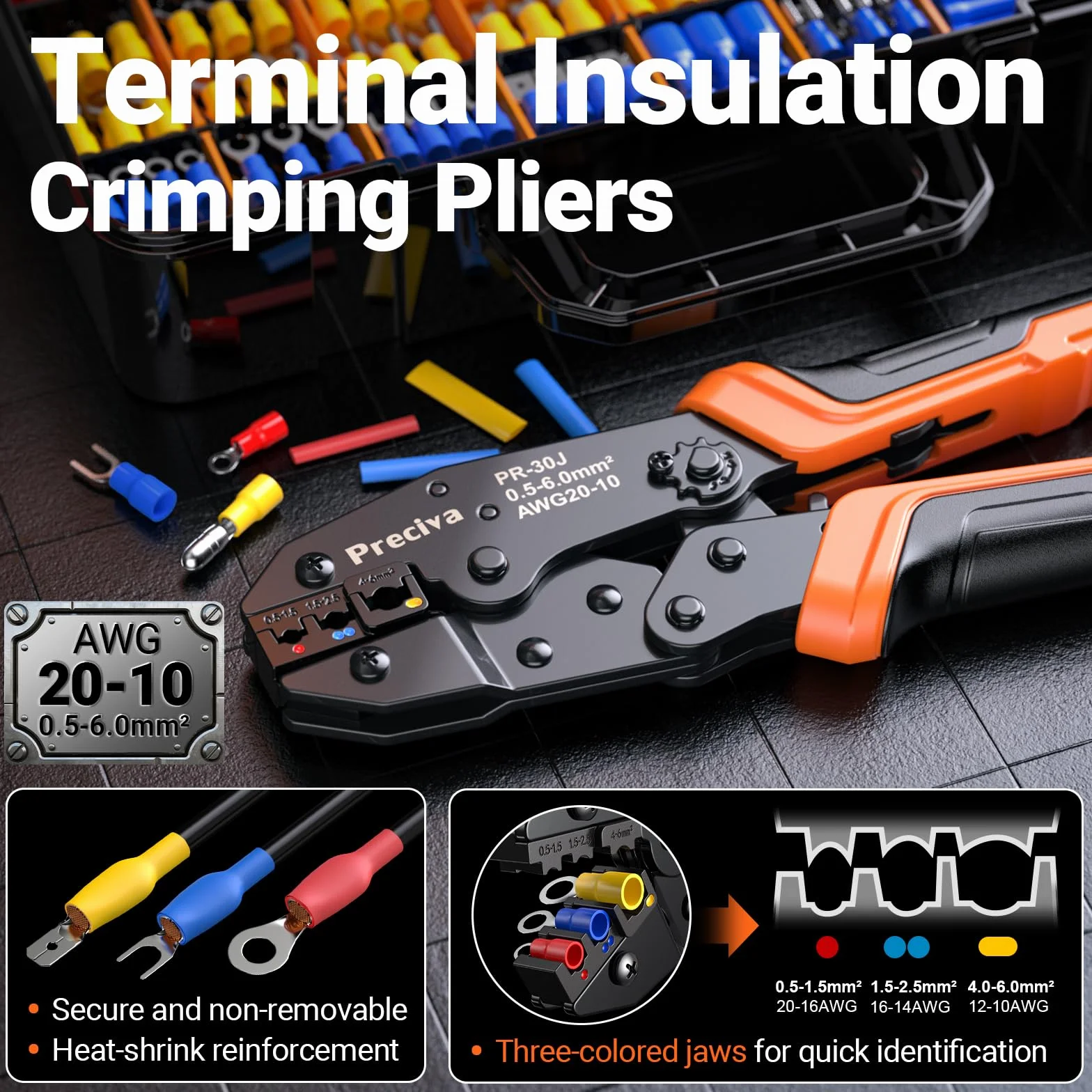 Set Alicates Terminales Electricos,600 Piezas (490 Conectores Aislados + 110 Tubos TermorretráCtiles),Terminales Faston,para Terminales EléCtricos - Grimpadora Cables Electricos 0,5-6 Mm²