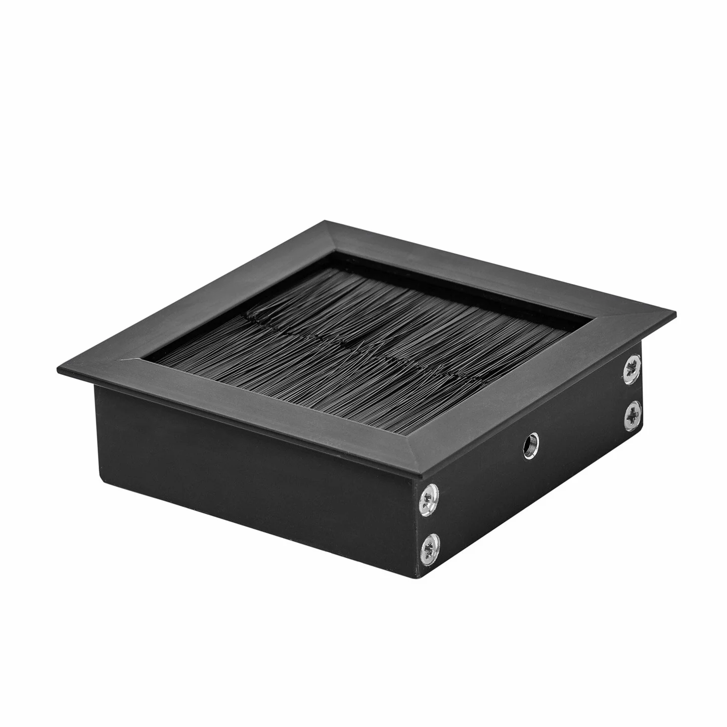 Gedotec Salida de Cable Salida de Cable de Escritorio Exit Cuadrado con Sello de Cepillo | Aluminio Negro Mate | Toma de Cable a presión | 69 x 69 x 25 mm | pasacables de Mesa de Oficina -1 Pieza
