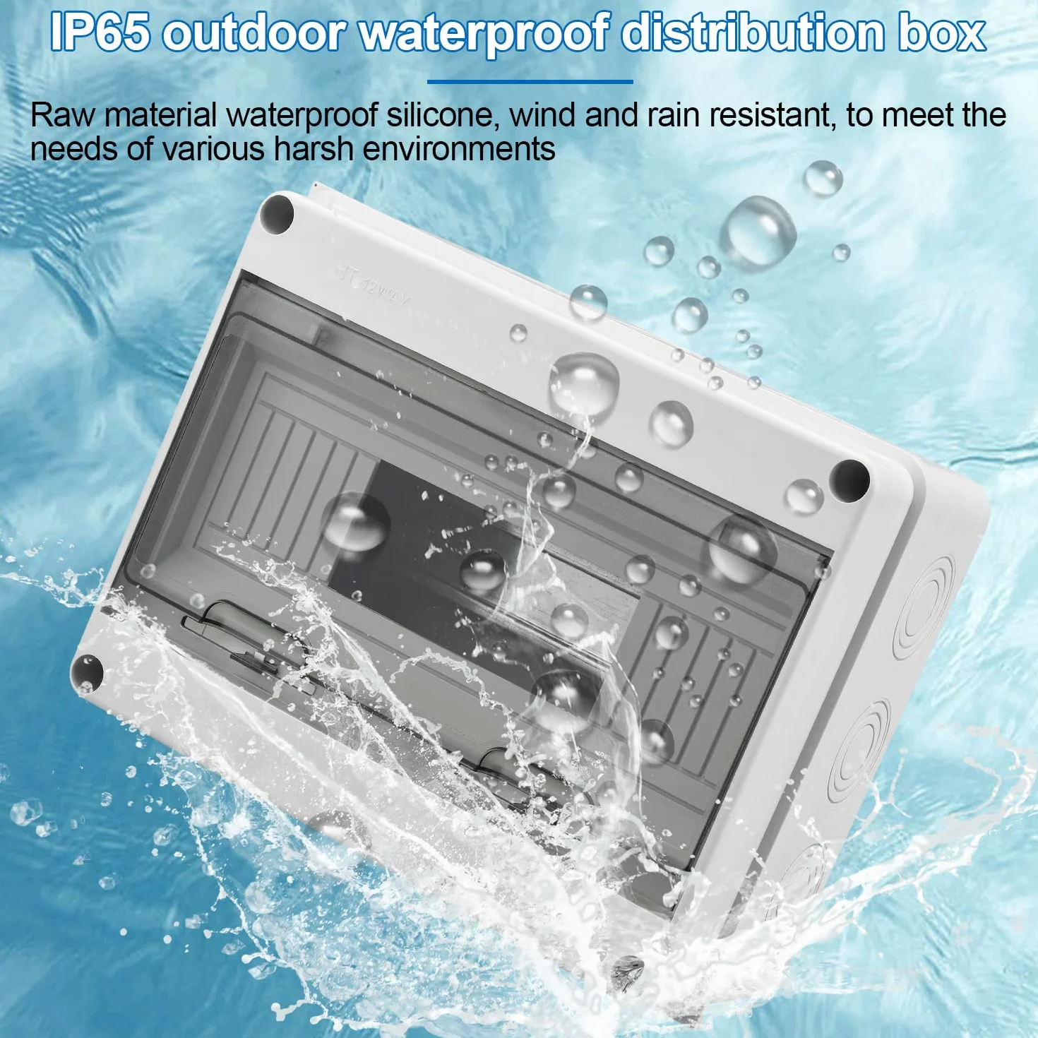 Caja Estanca Exterior, IP65 Cuadro Electrico 12 Modulos, Caja Estanca Exterior Electrica con 3 Conectores, 7 Terminales de Latón, para uso en Interiores y Exteriores
