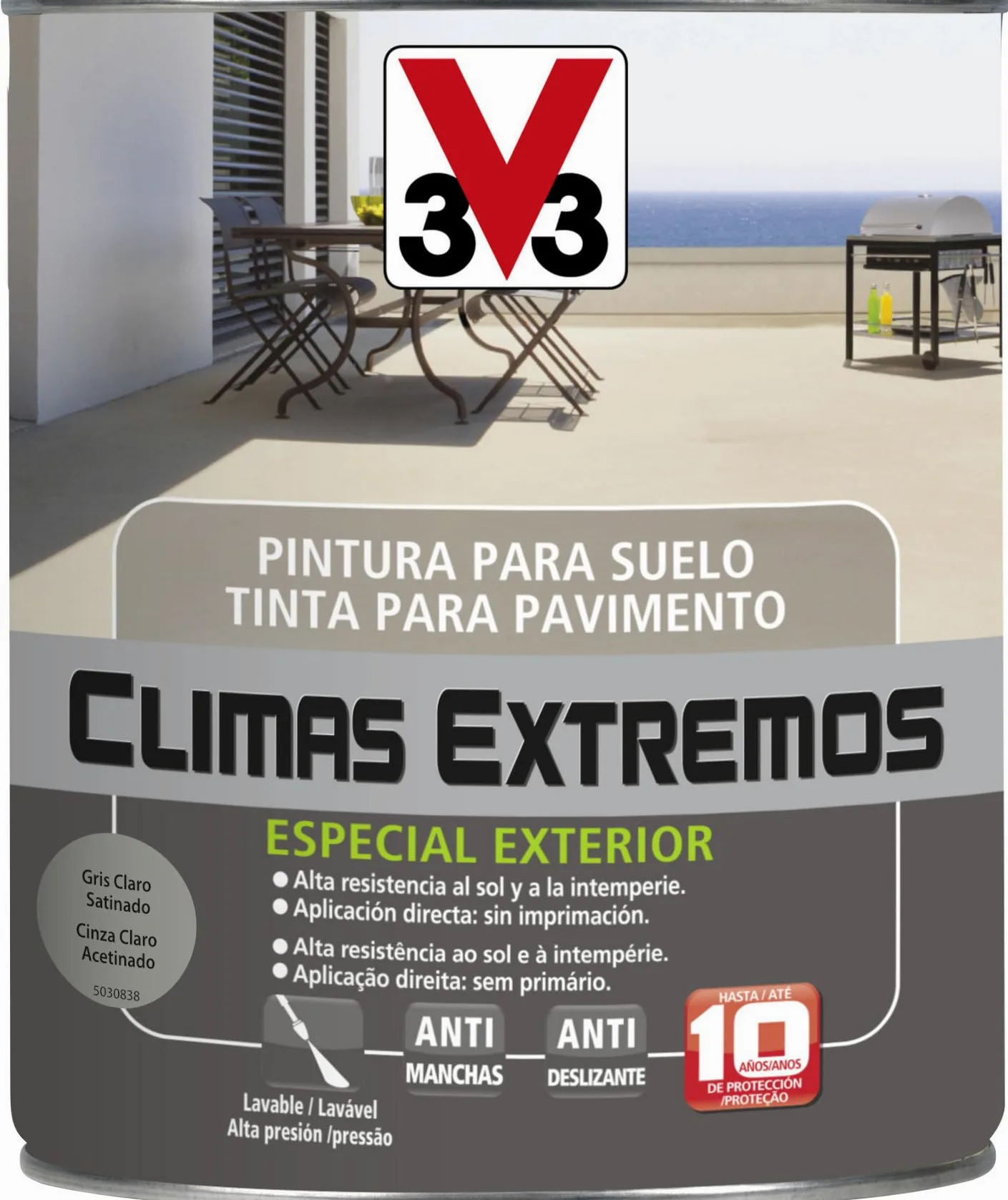 V33 PINTURA SUELOS CLIMAS EXTREMOS SATINADO GRIS CLARO 0,5L