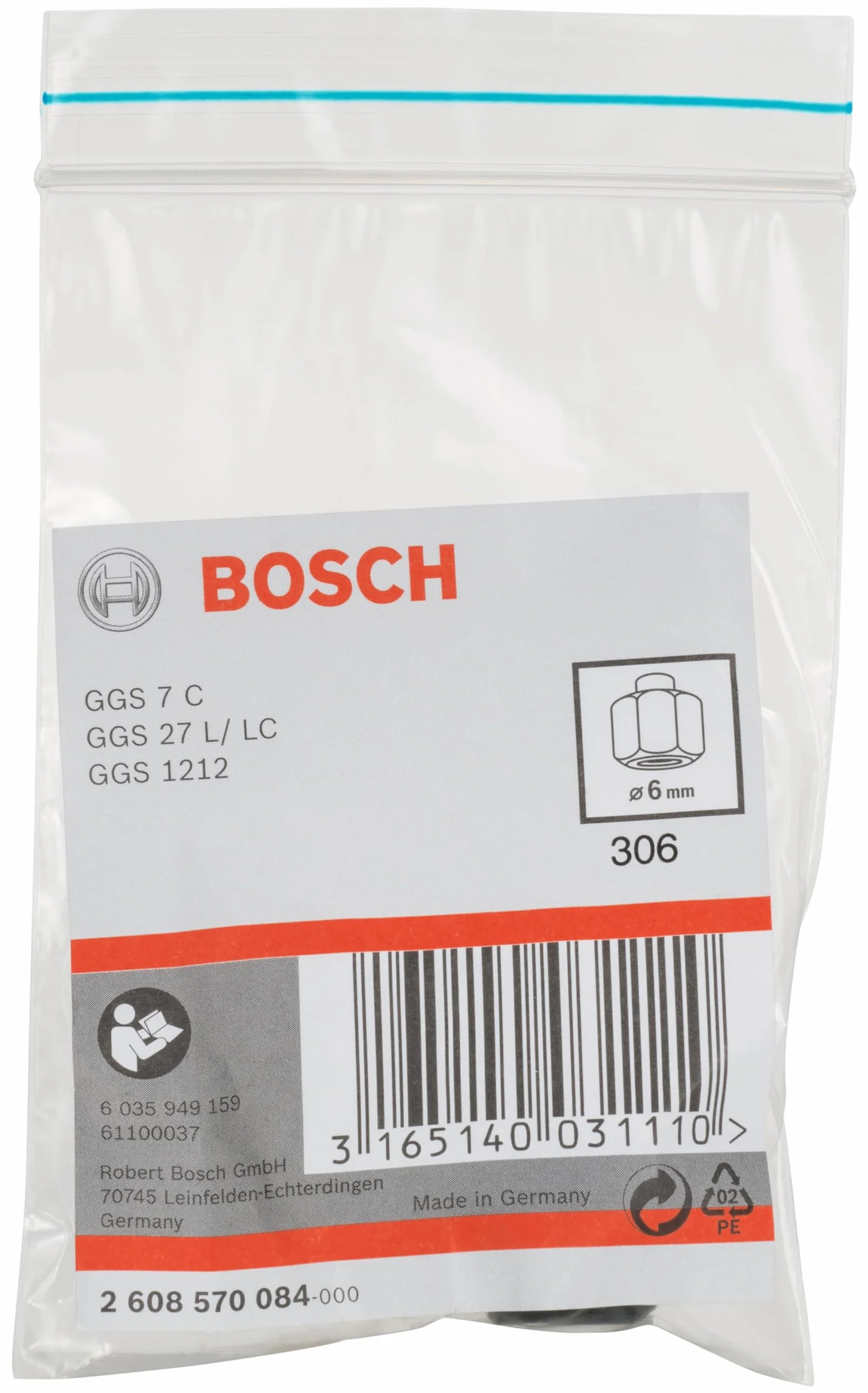 Bosch 2 608 570 086 - Pinza de sujeción con tuerca tensora - 8 mm (pack de 1)