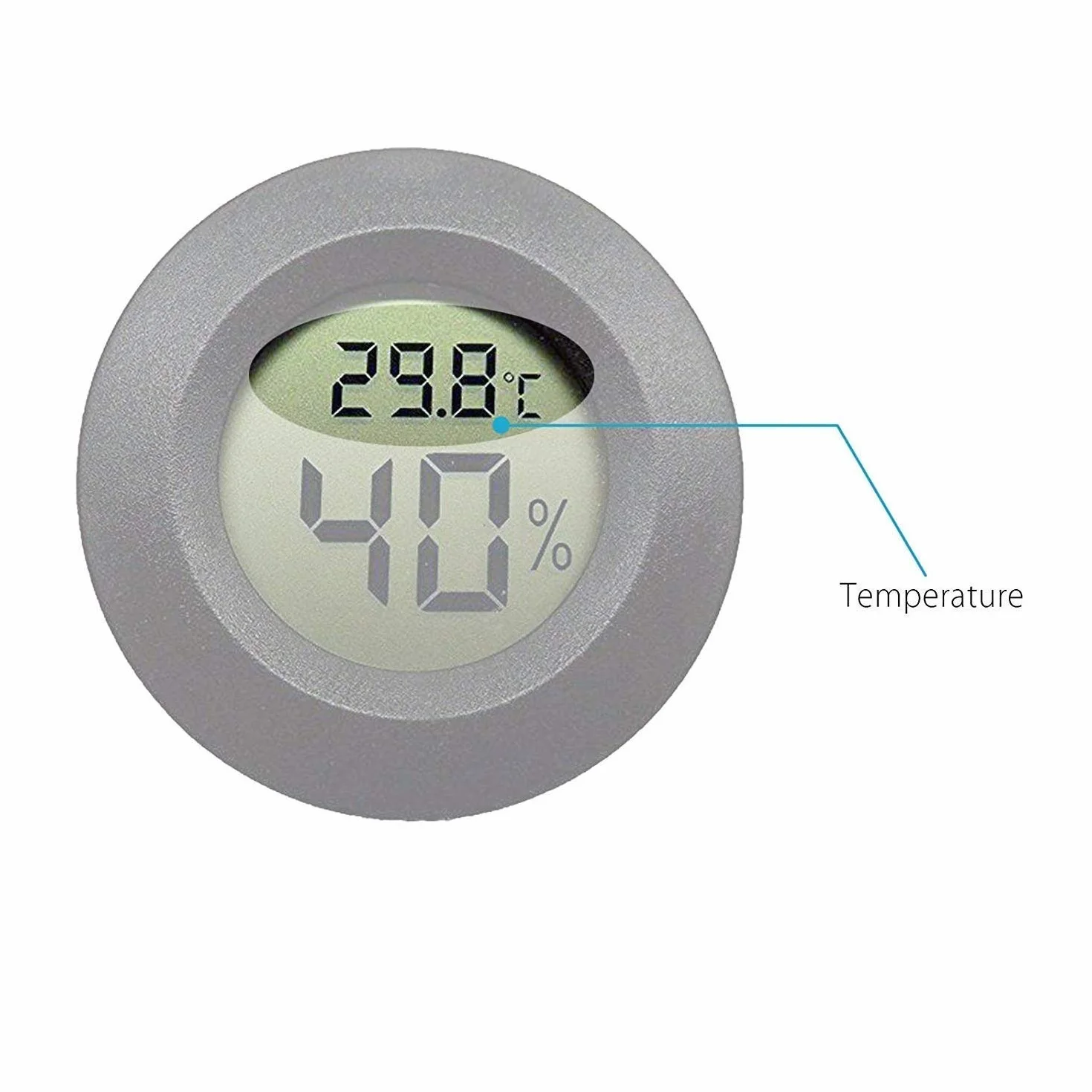 2pcs Mini Digital LCD Temperatura Humedad Medidor Termómetro Higrómetro Ronda - Negro