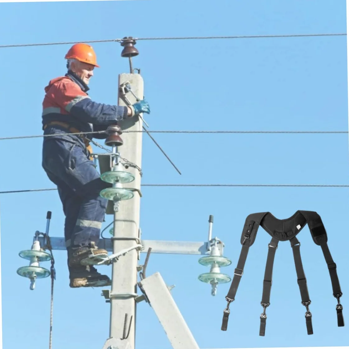 NIDONE Tirantes ajustables aparatos ortopédicos de hombre de servicio pesado, tirantes de cinturón de herramientas para hombres trabajo elástico ajustable suspender trabajo de servicio pesado x