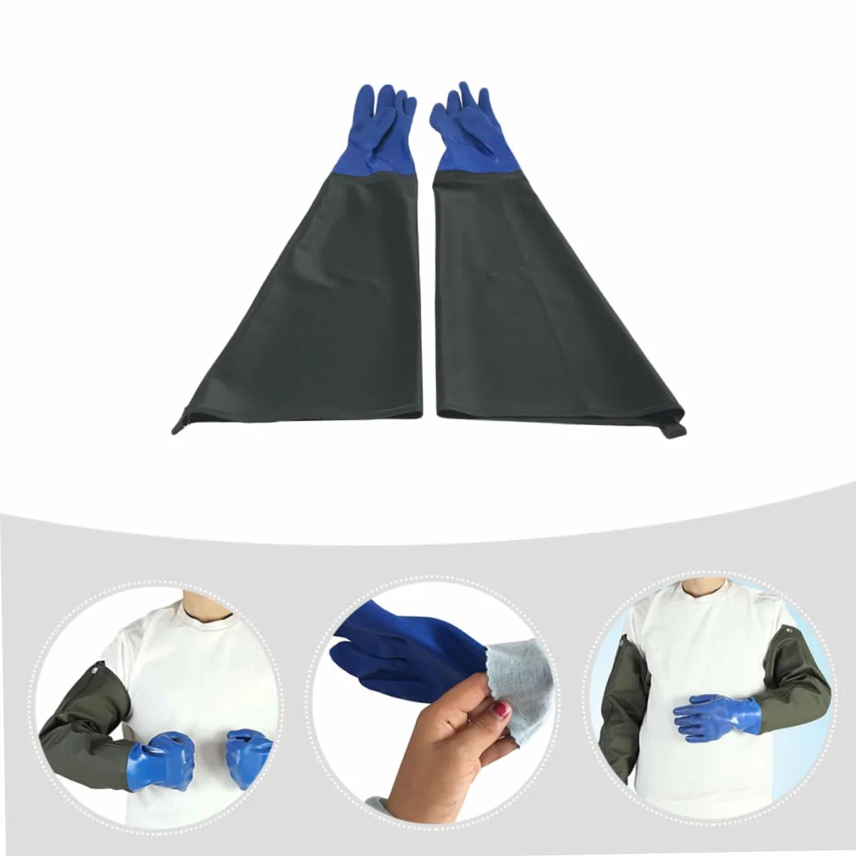 Sewroro Guantes de Goma Resistentes al Aceite y Ácidos con Recubrimiento PVC Antideslizante Extra Gruesos y Largos para Limpieza Industrial y Uso Seguro Trabajo Químico y Lavado de Platos