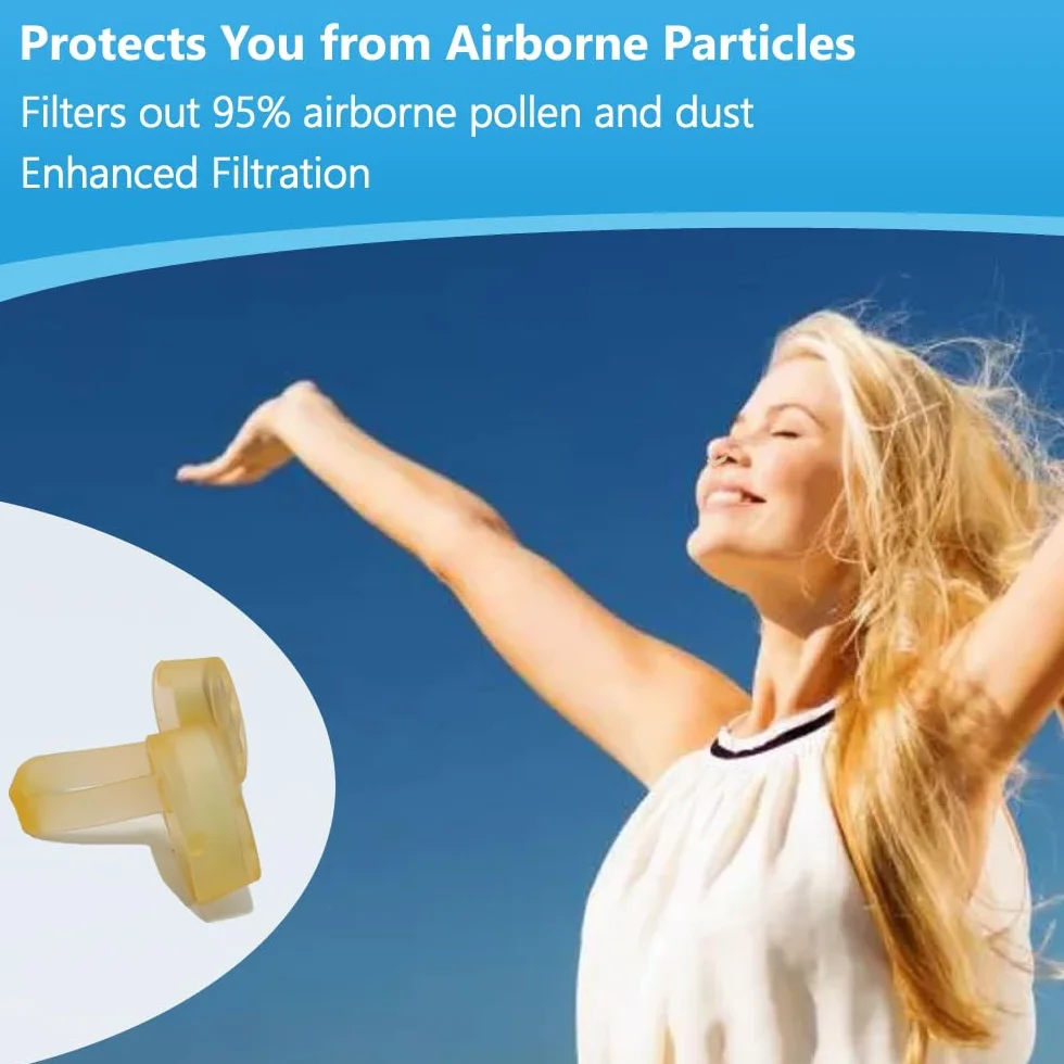 Filtros nasales WoodyKnows Nasclear, ayuda contra las alergias estacionales y la contaminación industrial, protección para el transporte público (L, 3 Filtros+24 Repuestos)