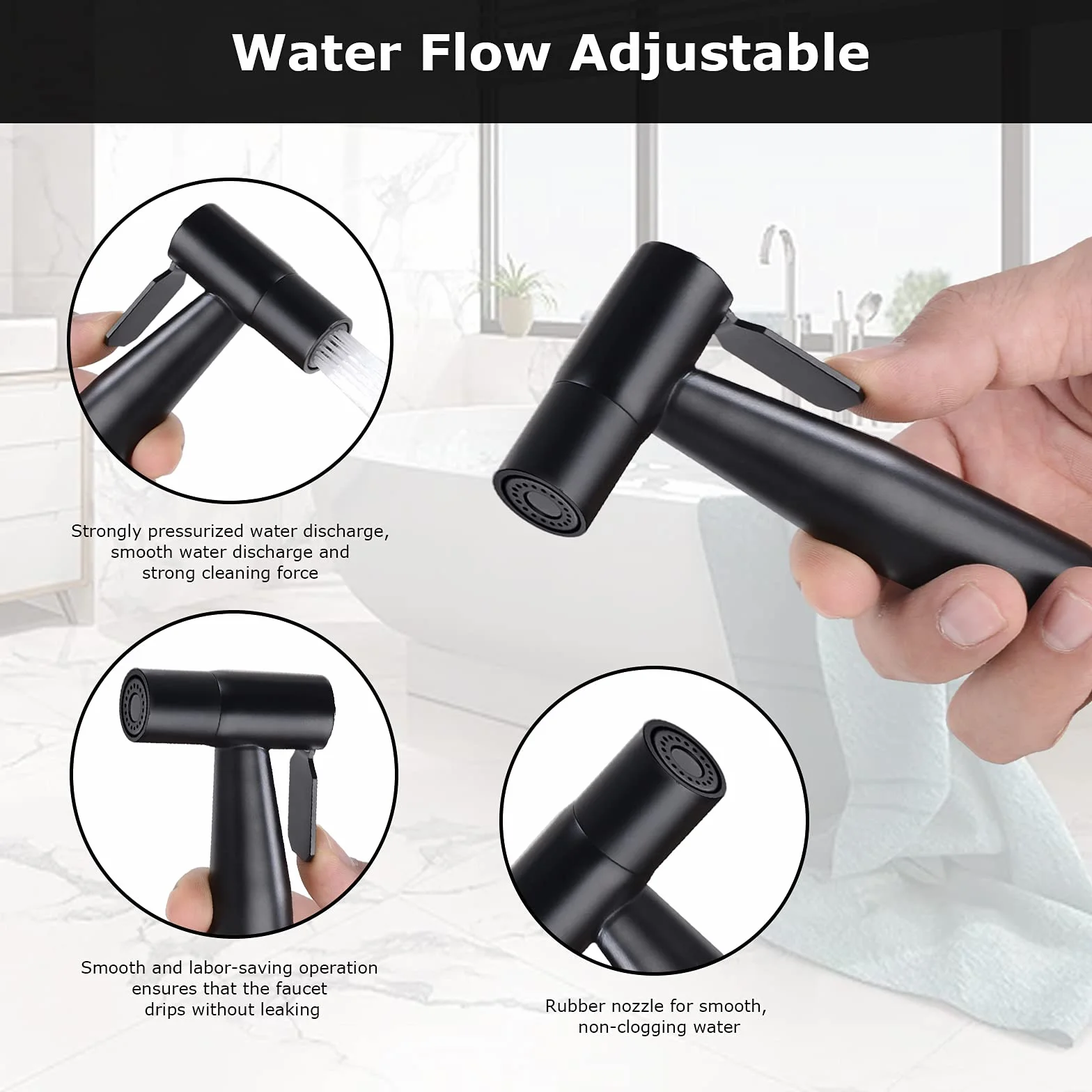 [LOSCHEN] Bidé de pared Kit de pulverización para inodoro, pulverizador de mano WC accesorio de acero inoxidable para mascotas Baño/Higiene Personal/Baño (Negro)