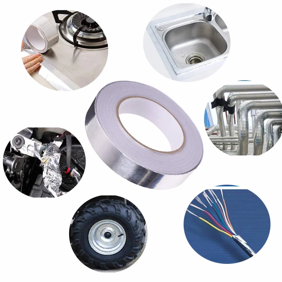 50 m x 20 mm Premium aluminio lámina adhesiva cinta con adhesivo conductor, cinta adhesiva de aluminio sellado, para HVAC Reparación, Conductos, Aislamiento