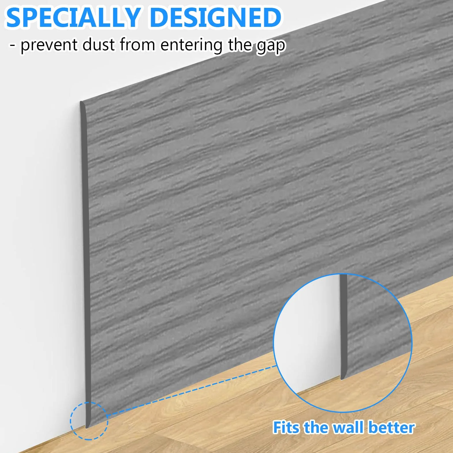 Rodapiés autoadhesivos de PVC 10 cm x 10 m, listón de cocina, moldura decorativa, veta de madera gris