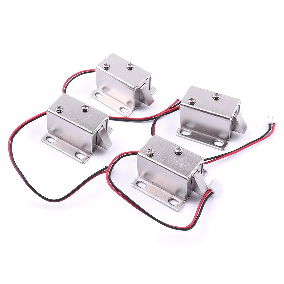 ATOPLEE - Juego de 4 mini cerraduras electromagnéticas de solenoide DC 12V para cajón, gabinete, 27 x 29 x 18 mm