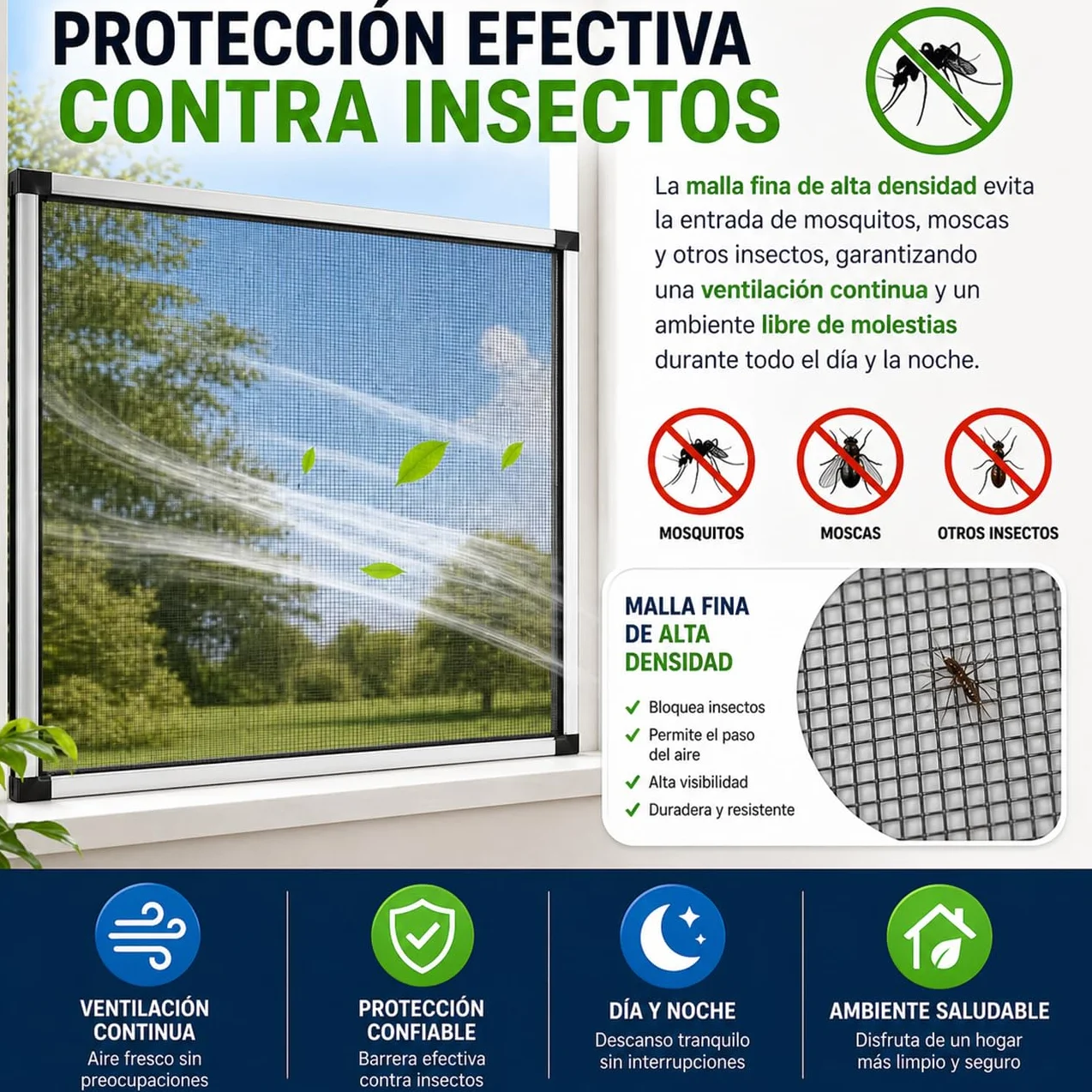 TIENDA EURASIA – Mosquitera Extensible para Ventanas | Bordes de Sellado Felpudos | Marco de Aluminio | Mosquitera Extensible | Color Blanco | Malla de Fibra de Vidrio 70 x (100-192 cm)